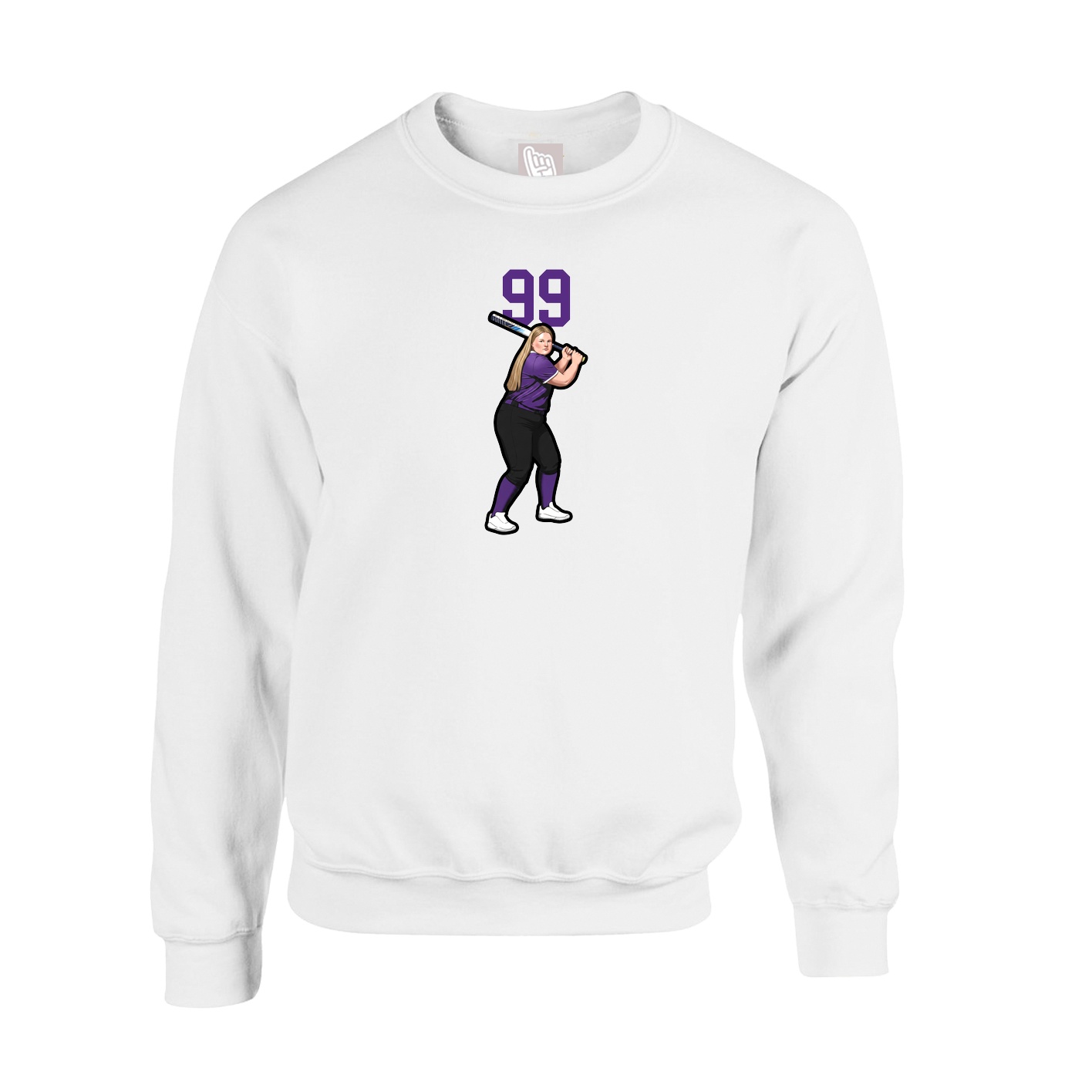 Fleece Crew — Number Top in White