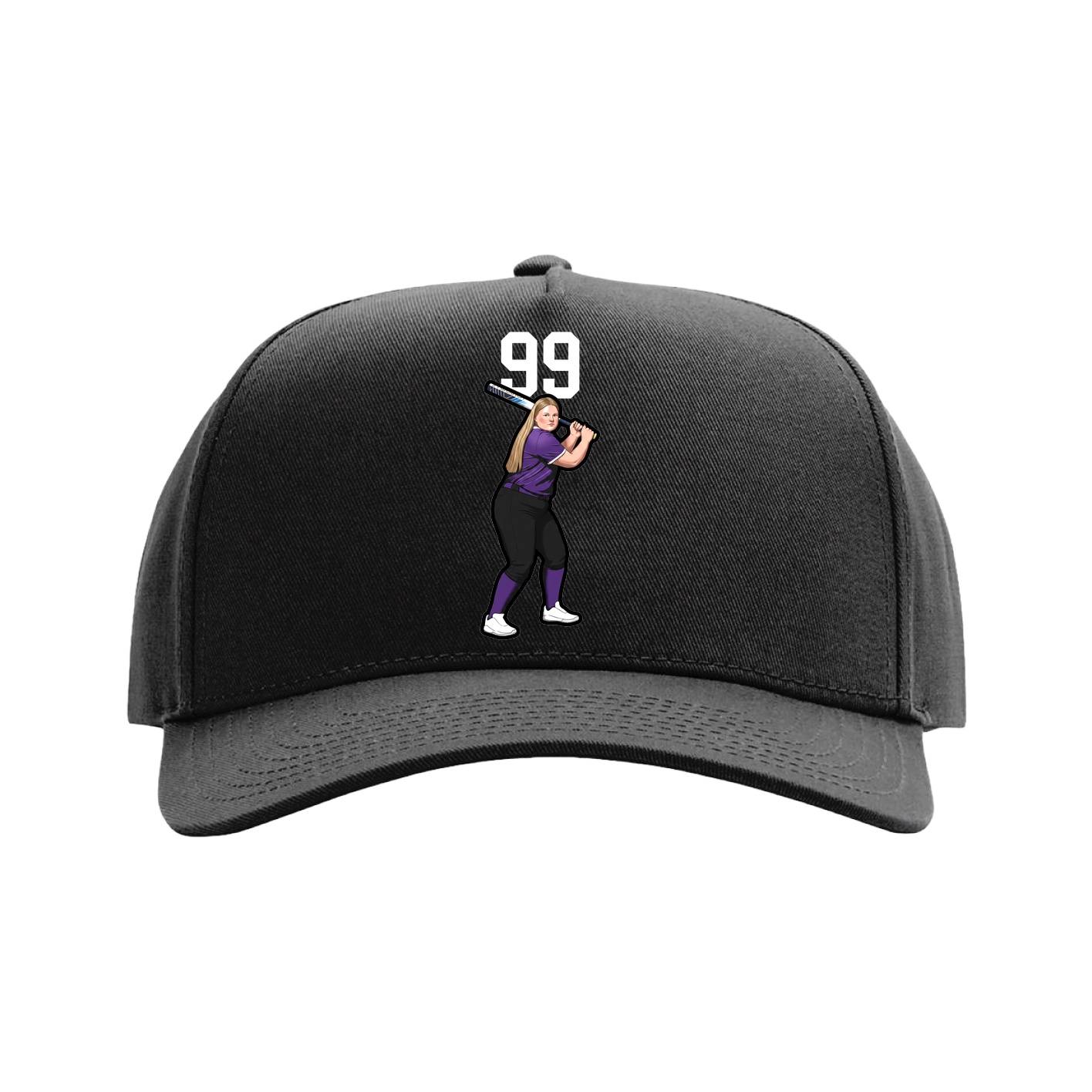 Full Fabric Five-Panel Champ Cap — Number Top in Black