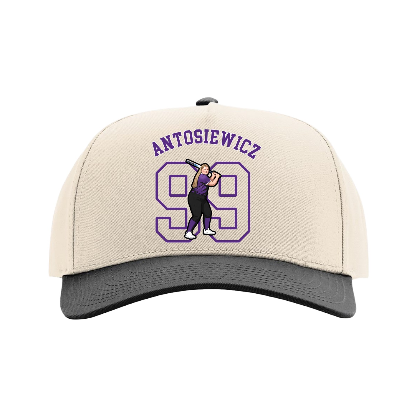 Full Fabric Five-Panel Champ Cap — Shirsey Arch in Cream/Black