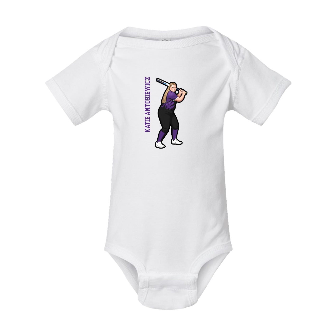 Baby Onesie — Name Vertical in White