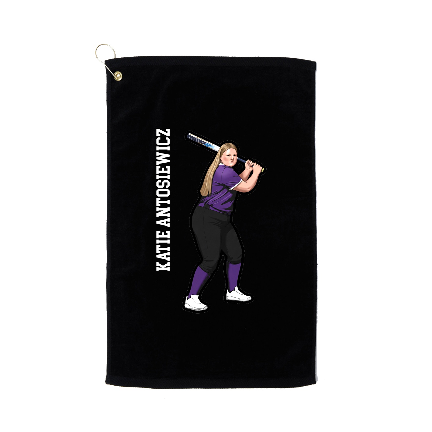 Golf Towel — Name Vertical in Black