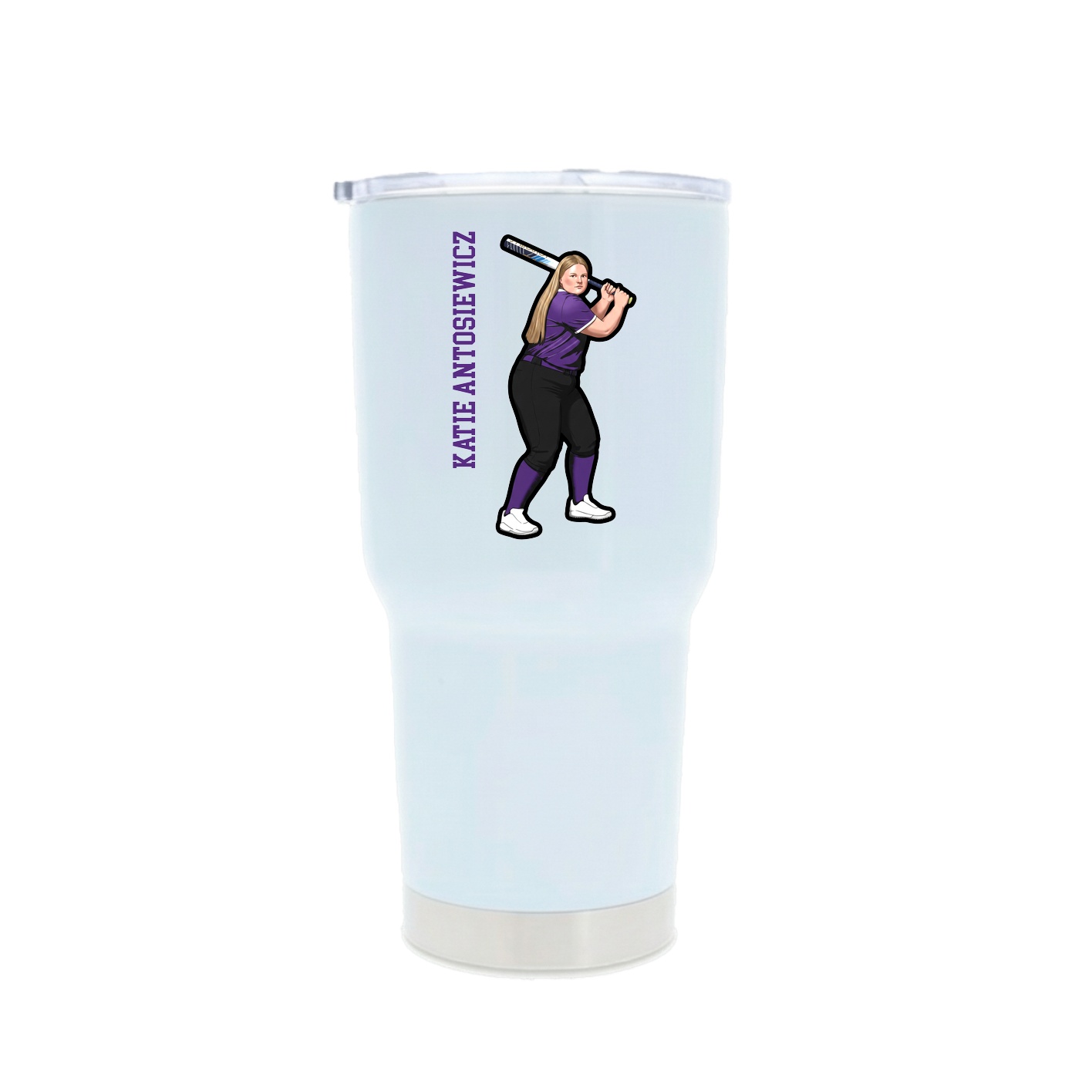 30oz Stainless Steel Tumbler — Name Vertical in White