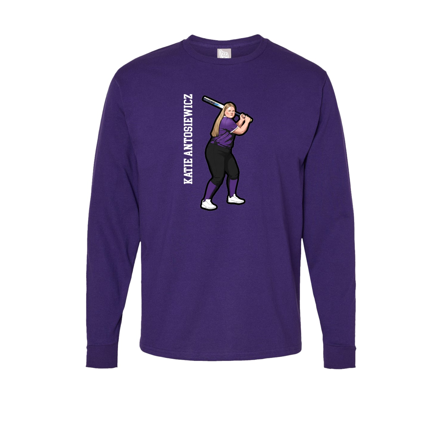 Long Sleeve Tee — Name Vertical in Purple