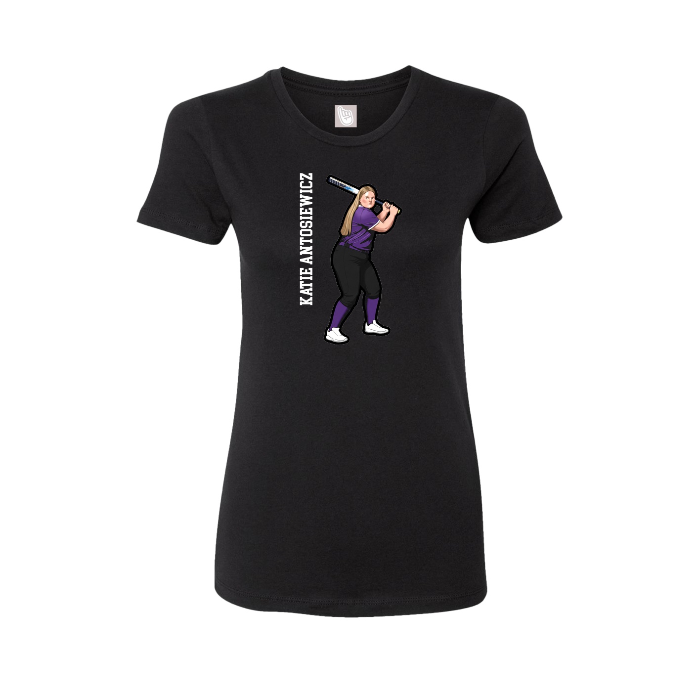Womens Tee — Name Vertical in Black
