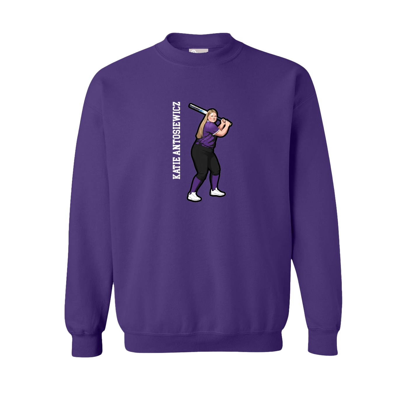 Fleece Crew — Name Vertical in Purple