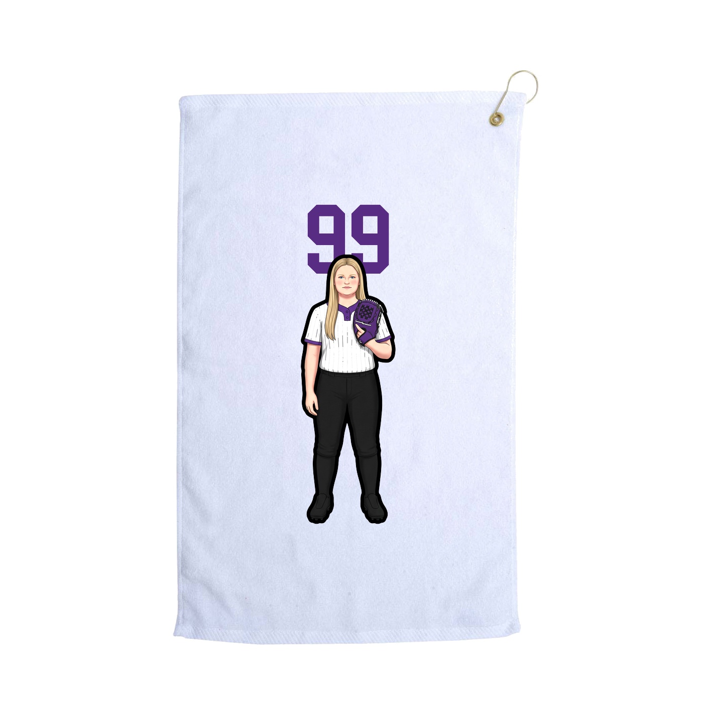 Golf Towel — Number Top in White