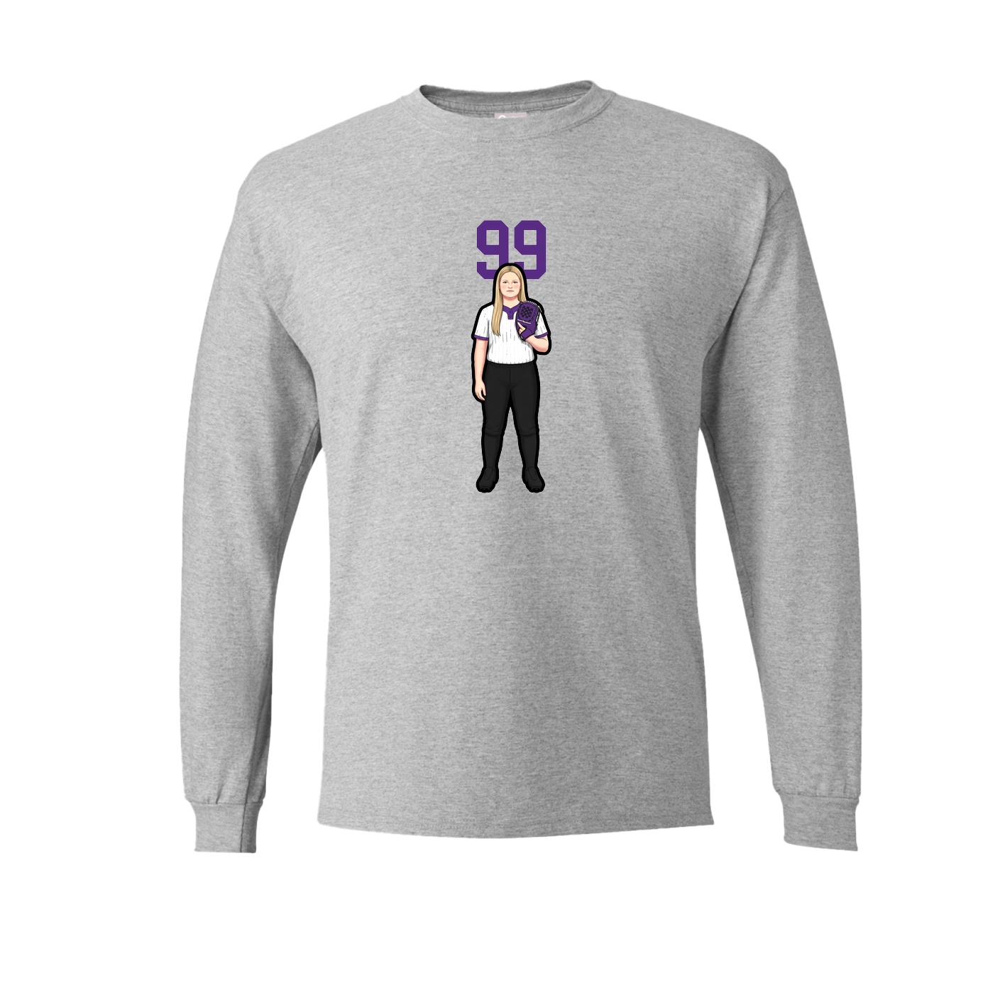 Long Sleeve Tee — Number Top in Grey