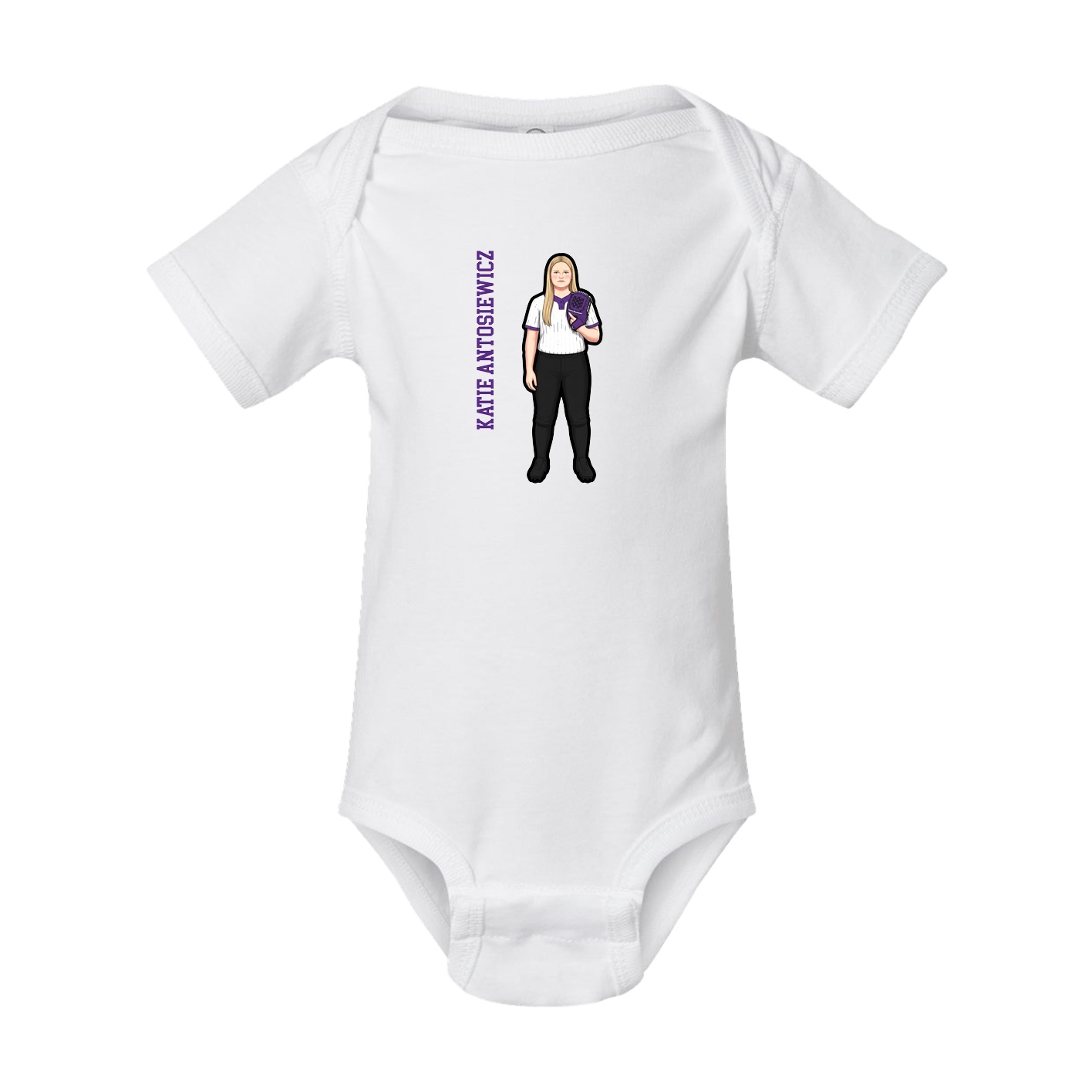 Baby Onesie — Name Vertical in White
