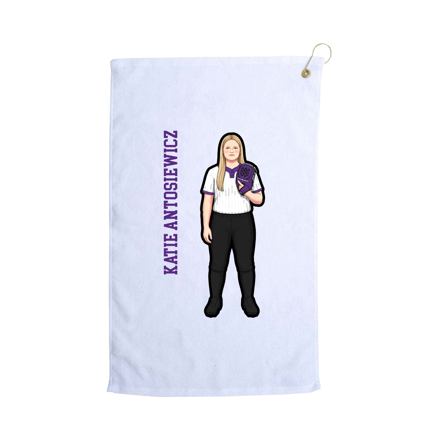 Golf Towel — Name Vertical in White