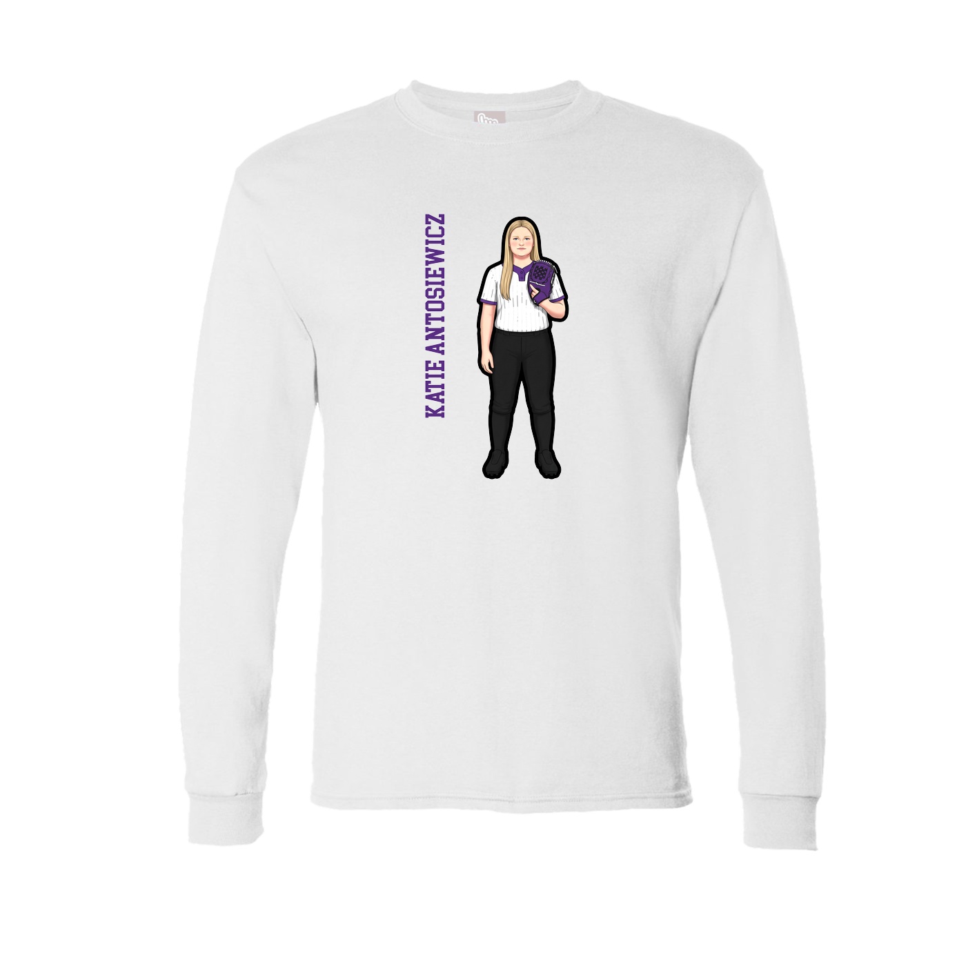 Long Sleeve Tee — Name Vertical in White