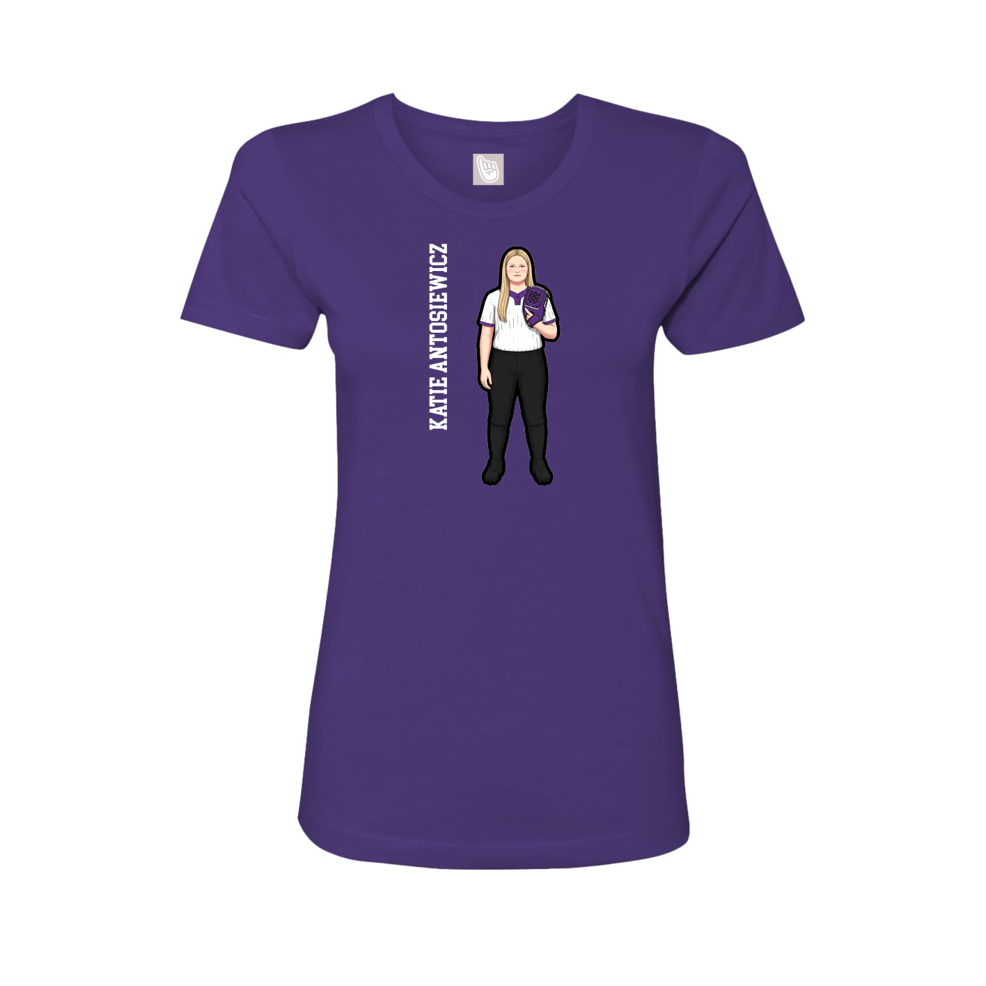 Womens Tee — Name Vertical in Purple