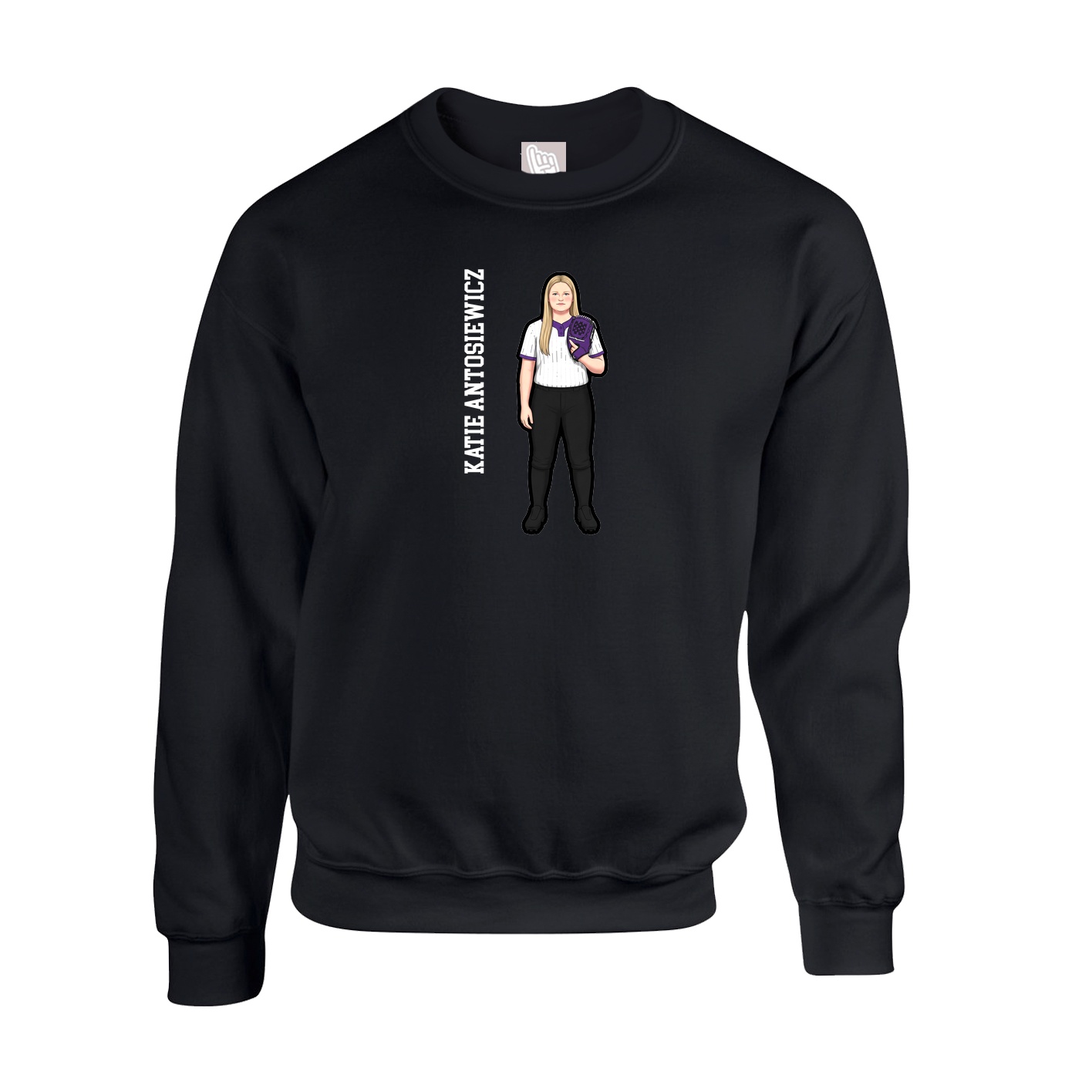 Fleece Crew — Name Vertical in Black