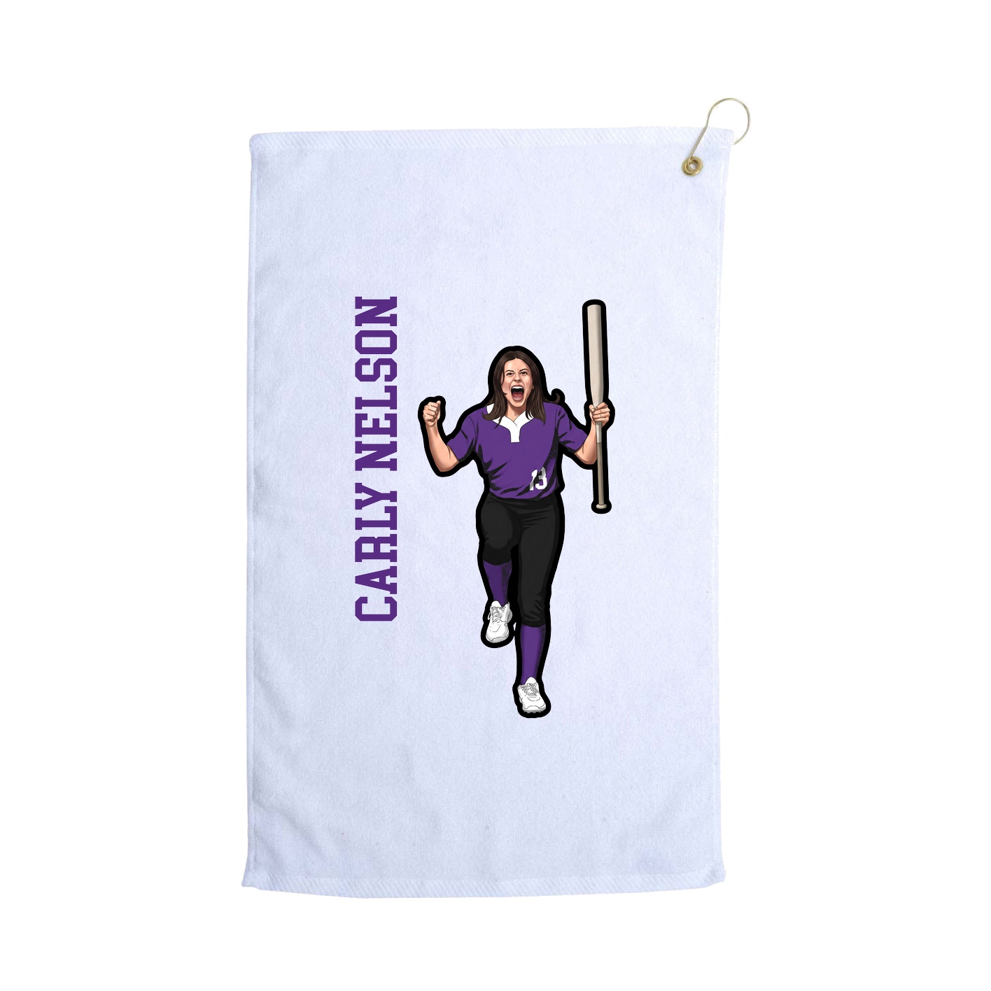Golf Towel — Name Vertical in White