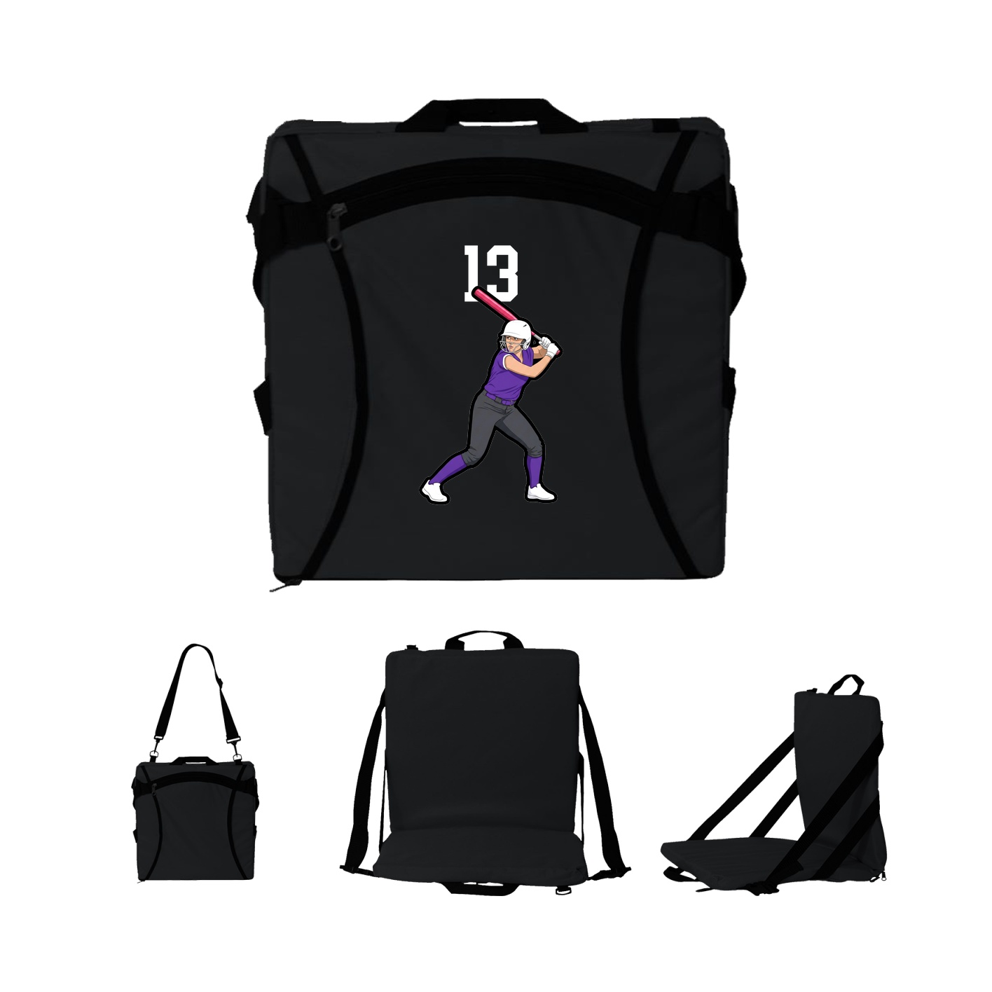Folding Stadium Seat — Number Top in Black