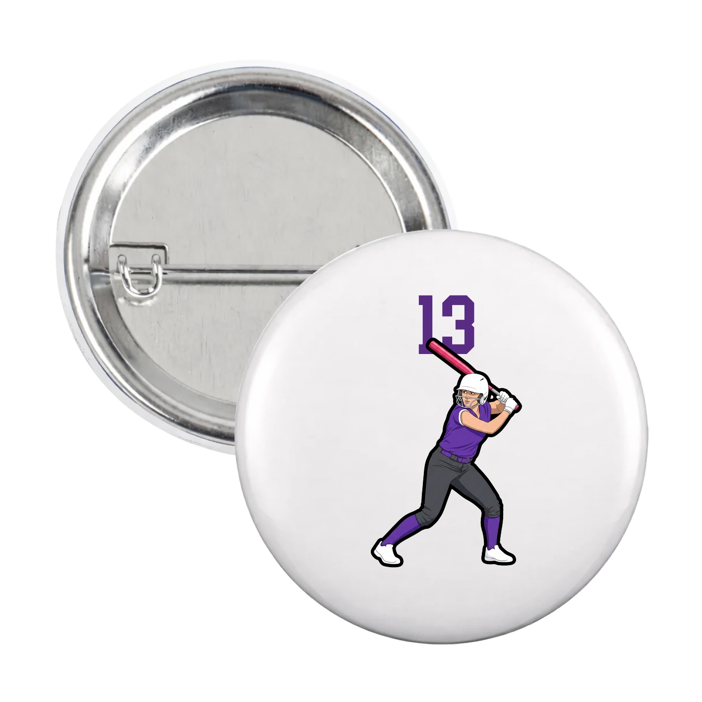 Game Day Button — Number Top in White