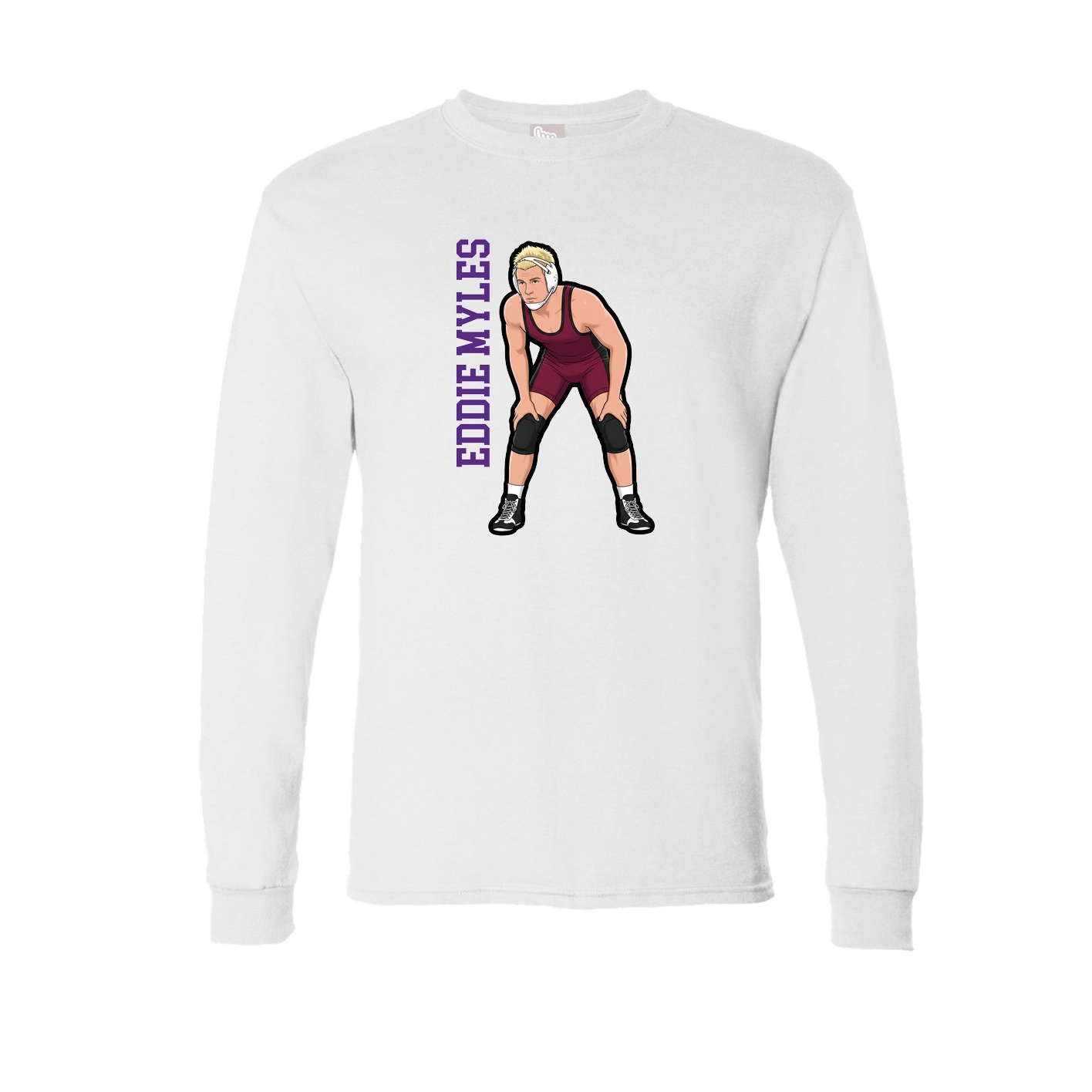 Long Sleeve Tee — Name Vertical in White