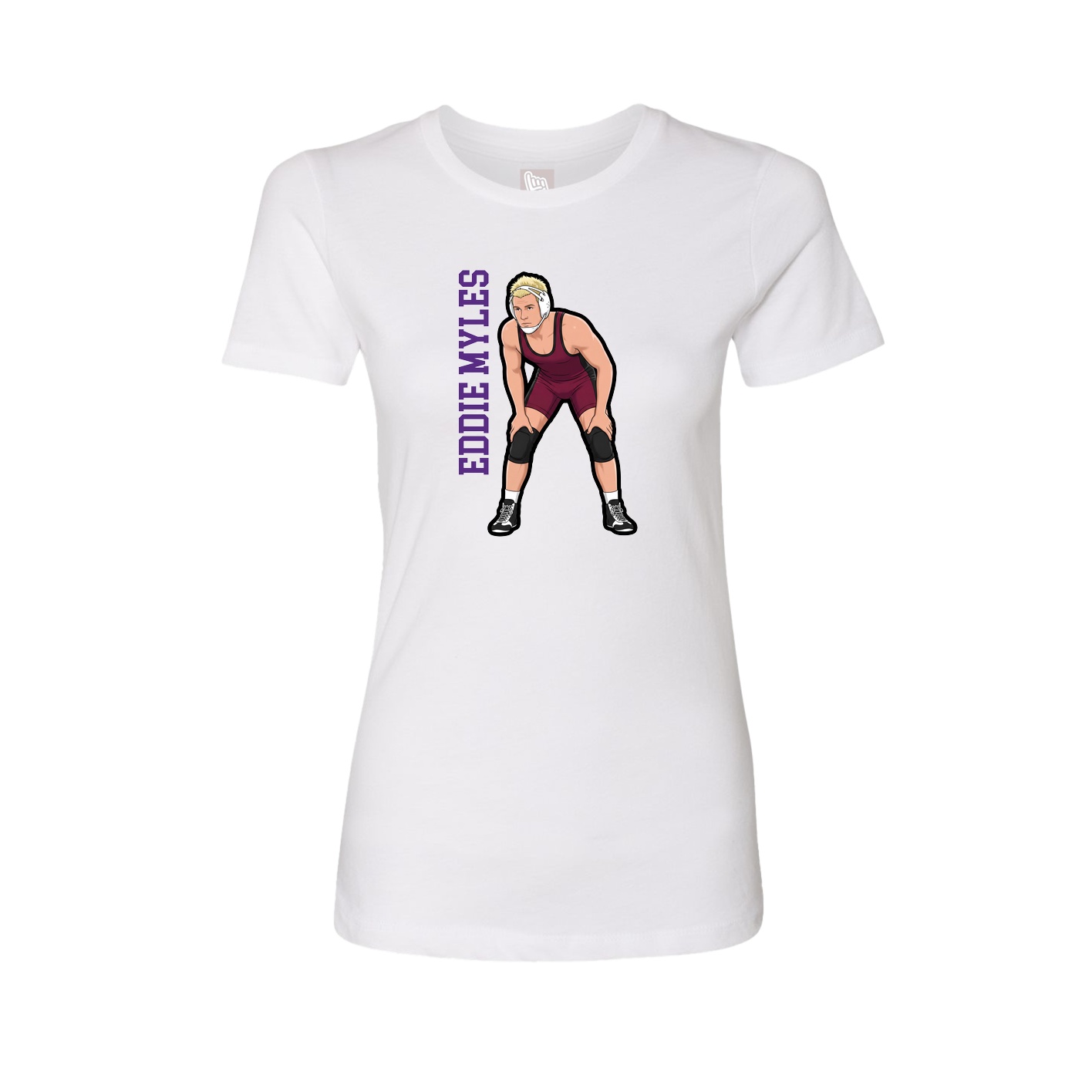 Fitted Women's Tee — Name Vertical in White
