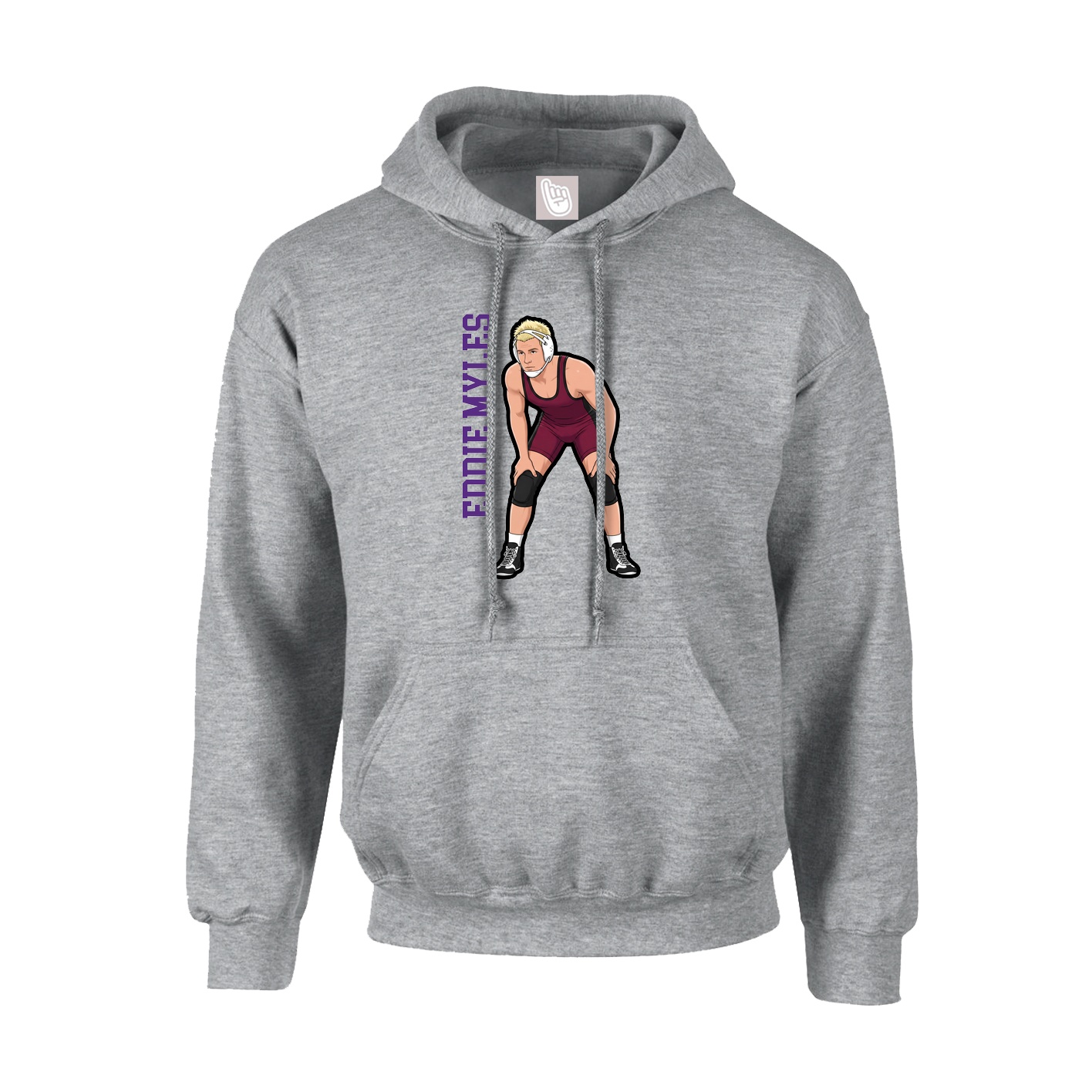 Hoodie — Name Vertical in Grey