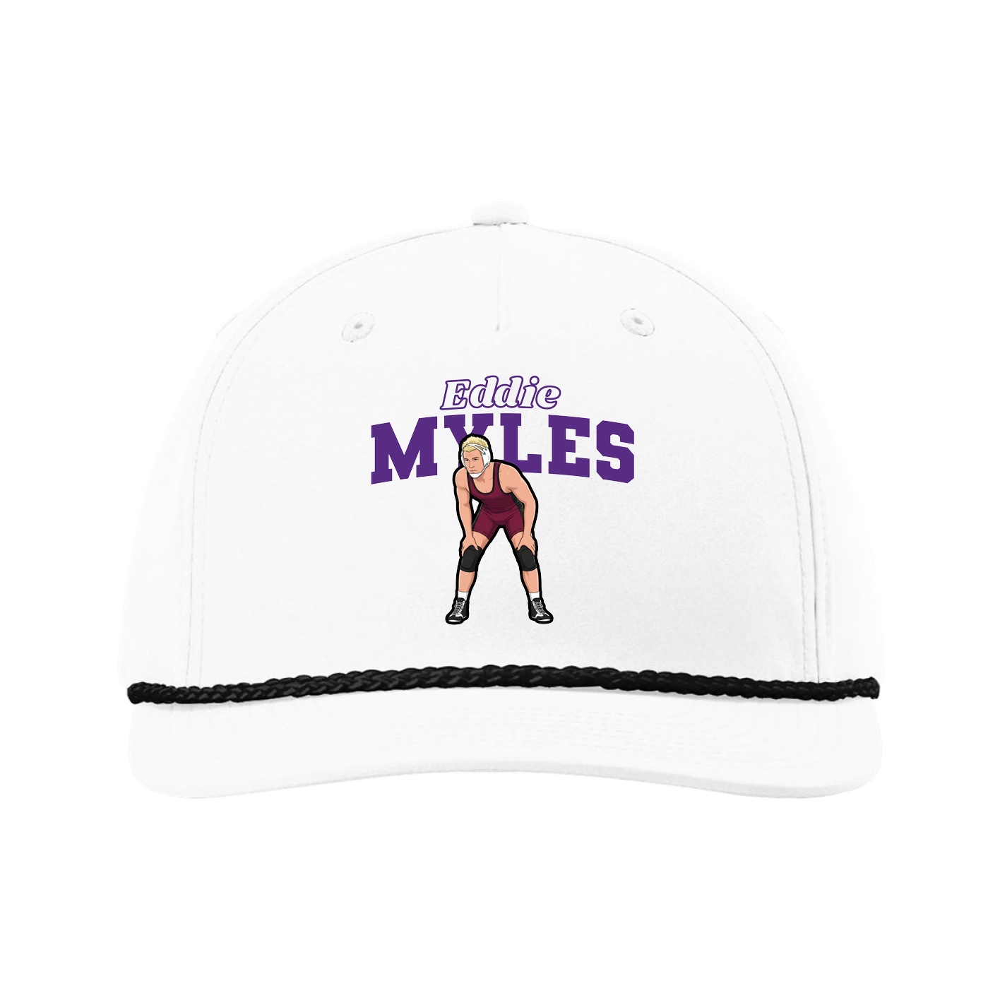 Five-Panel Classic Rope Cap — Name Arch in White