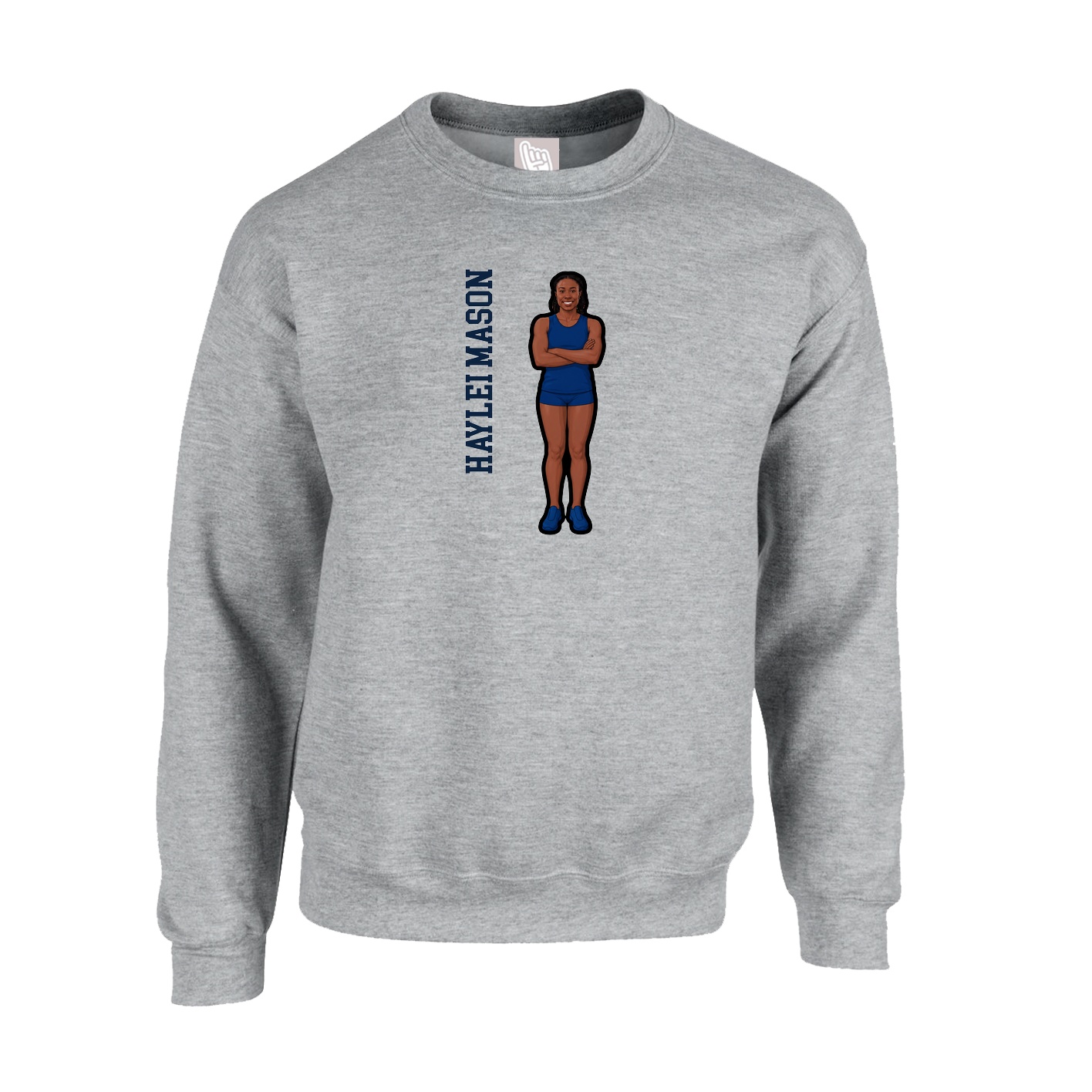 Fleece Crew — Name Vertical in Grey