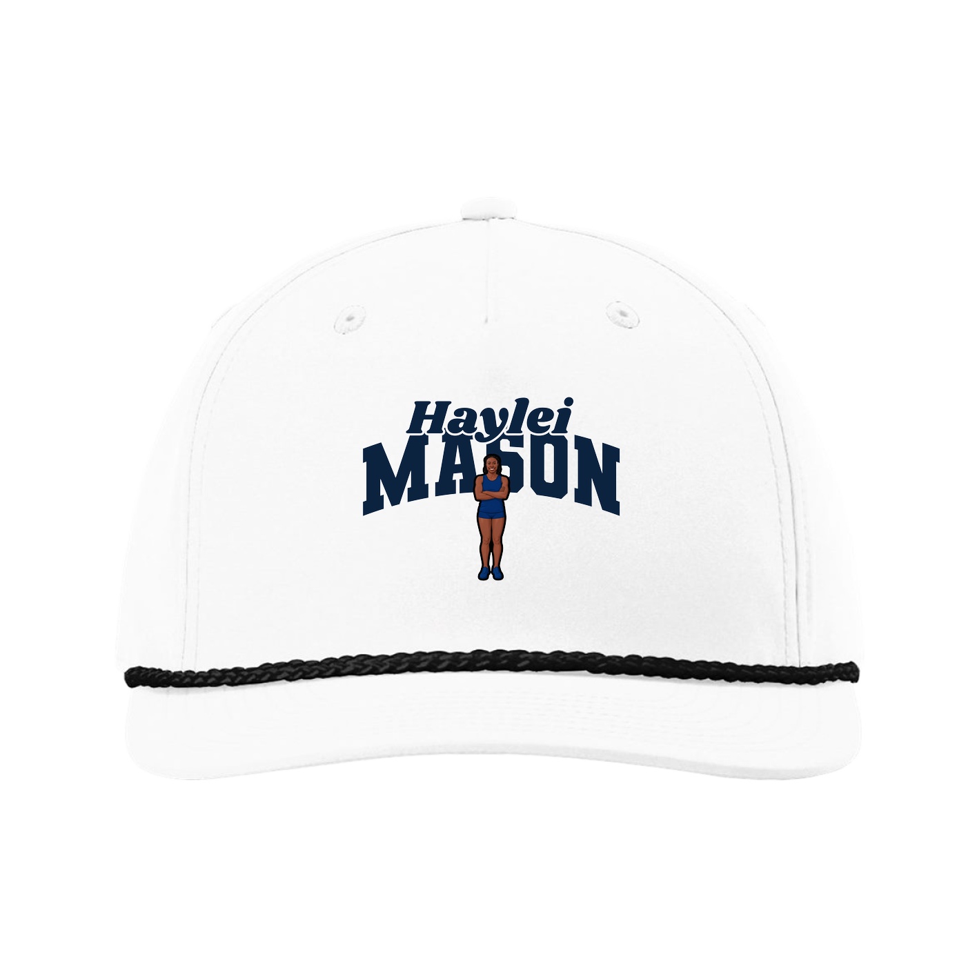 Five-Panel Classic Rope Cap — Signature Arch in White