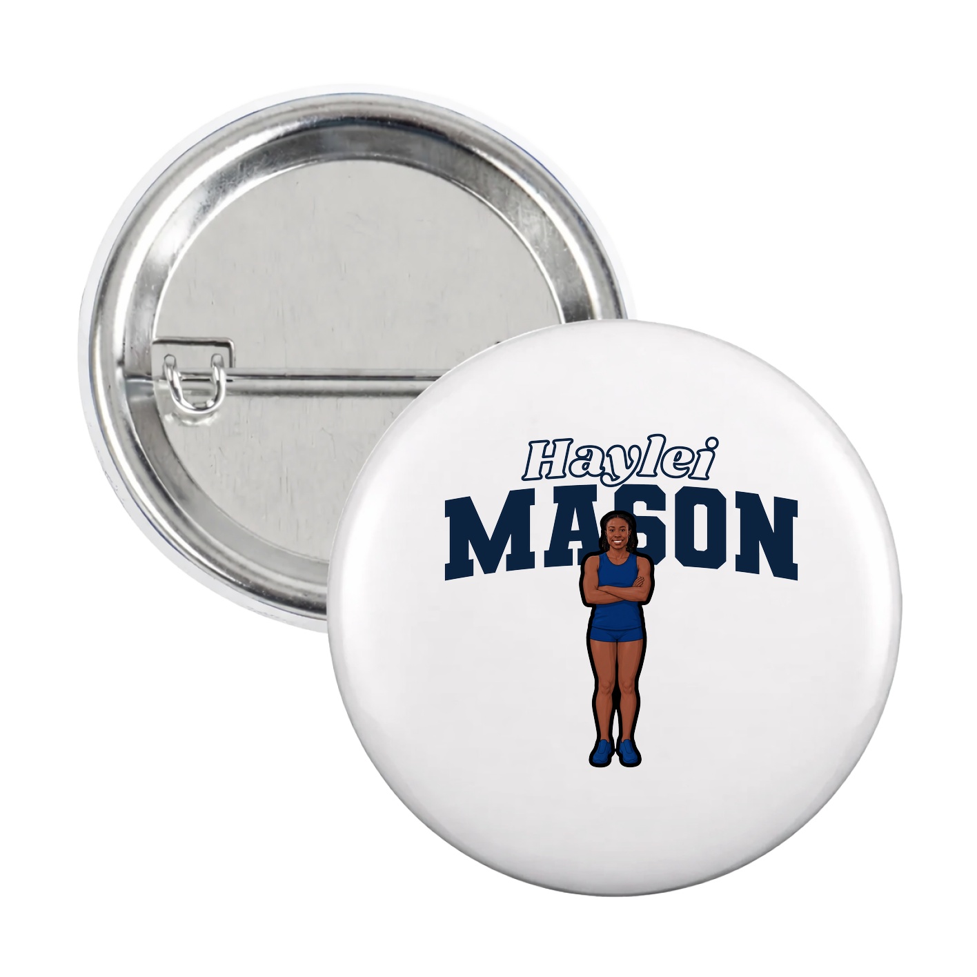 Game Day Button — Name Arch in White