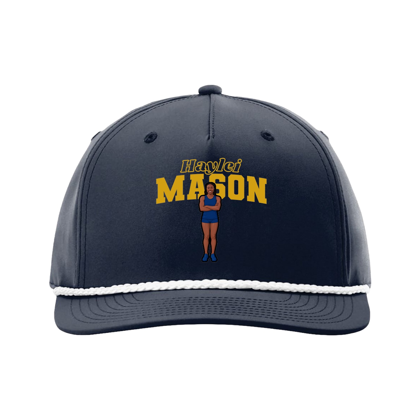 Five-Panel Classic Rope Cap — Name Arch in Navy