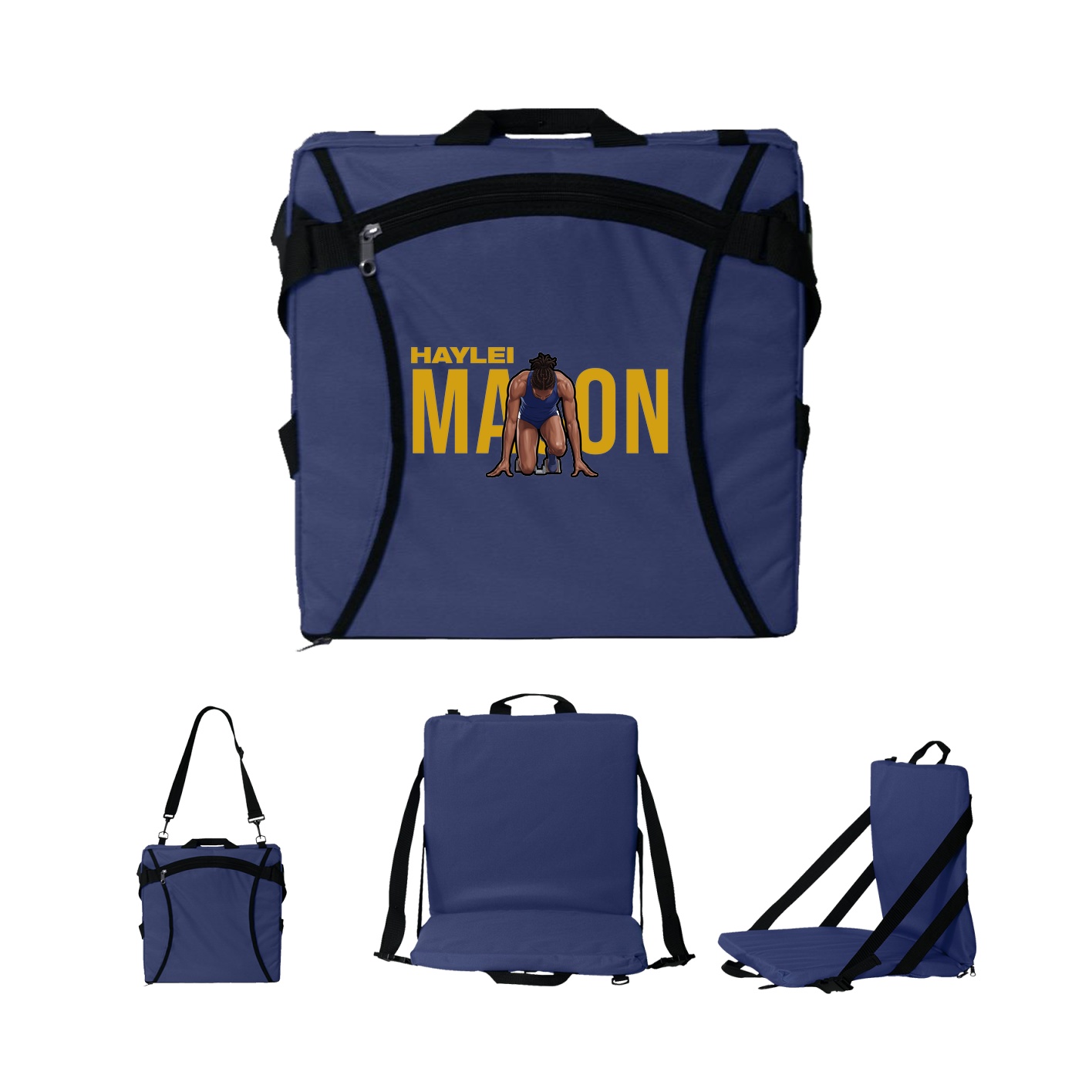 Folding Stadium Seat — Player Name in Navy