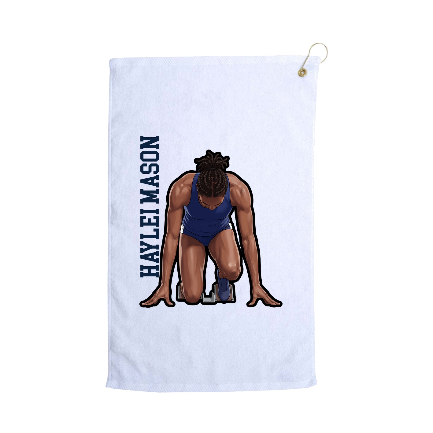Golf Towel — Name Vertical in White