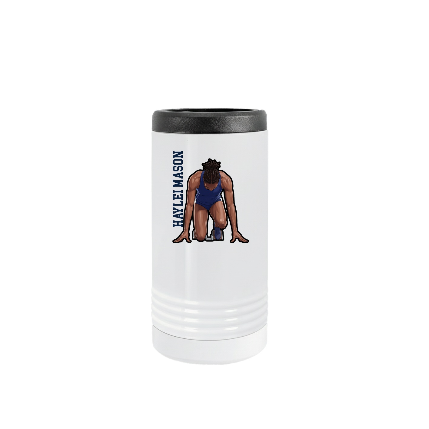 Slim Beverage Holder — Name Vertical in White