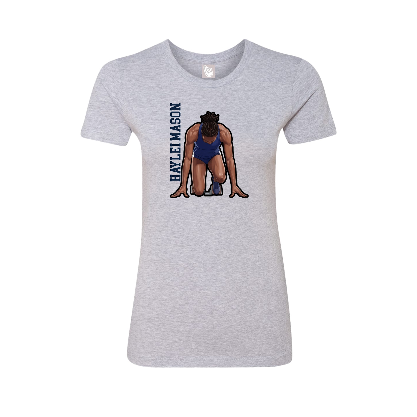 Fitted Women's Tee — Name Vertical in Grey