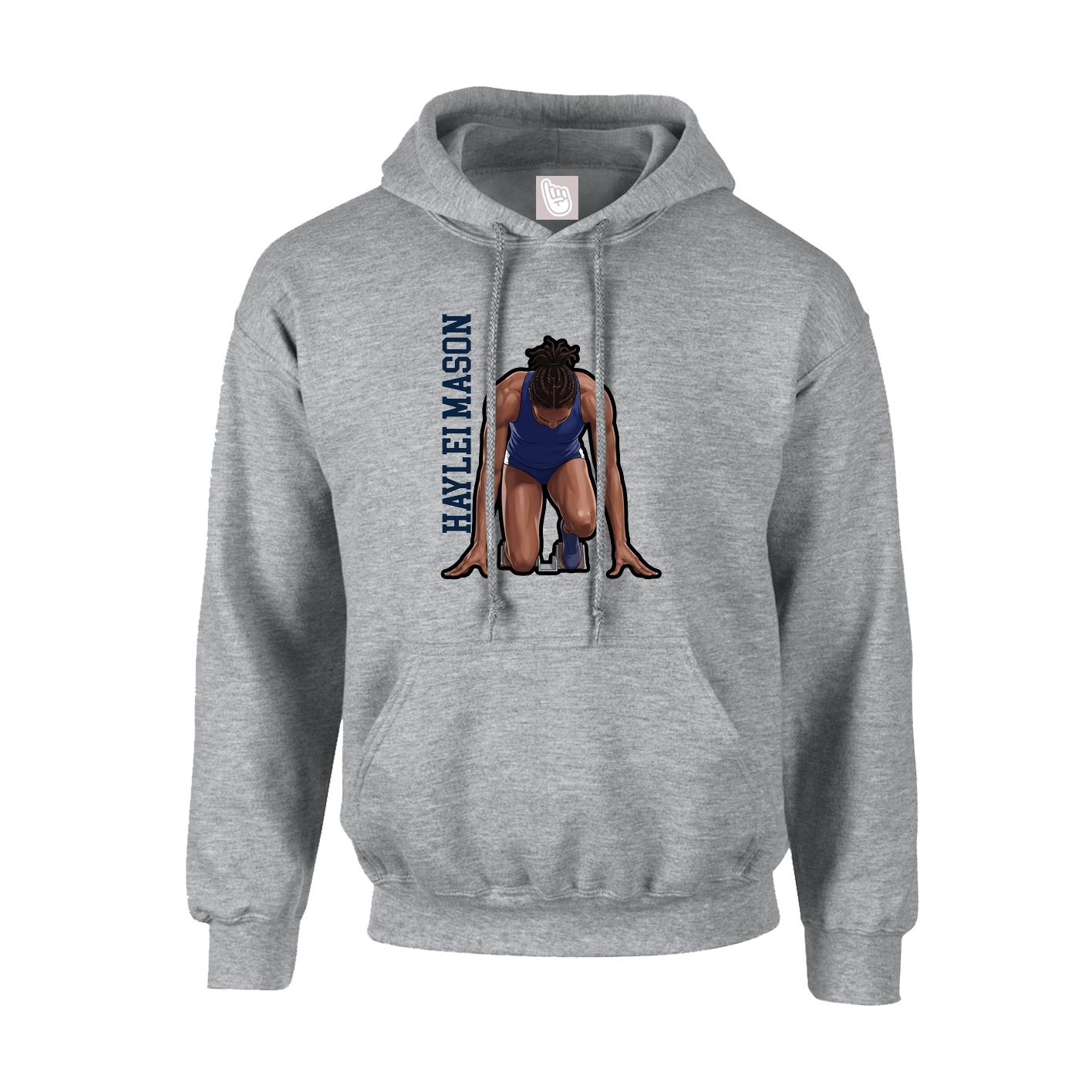 Youth Hoodie — Name Vertical in Grey
