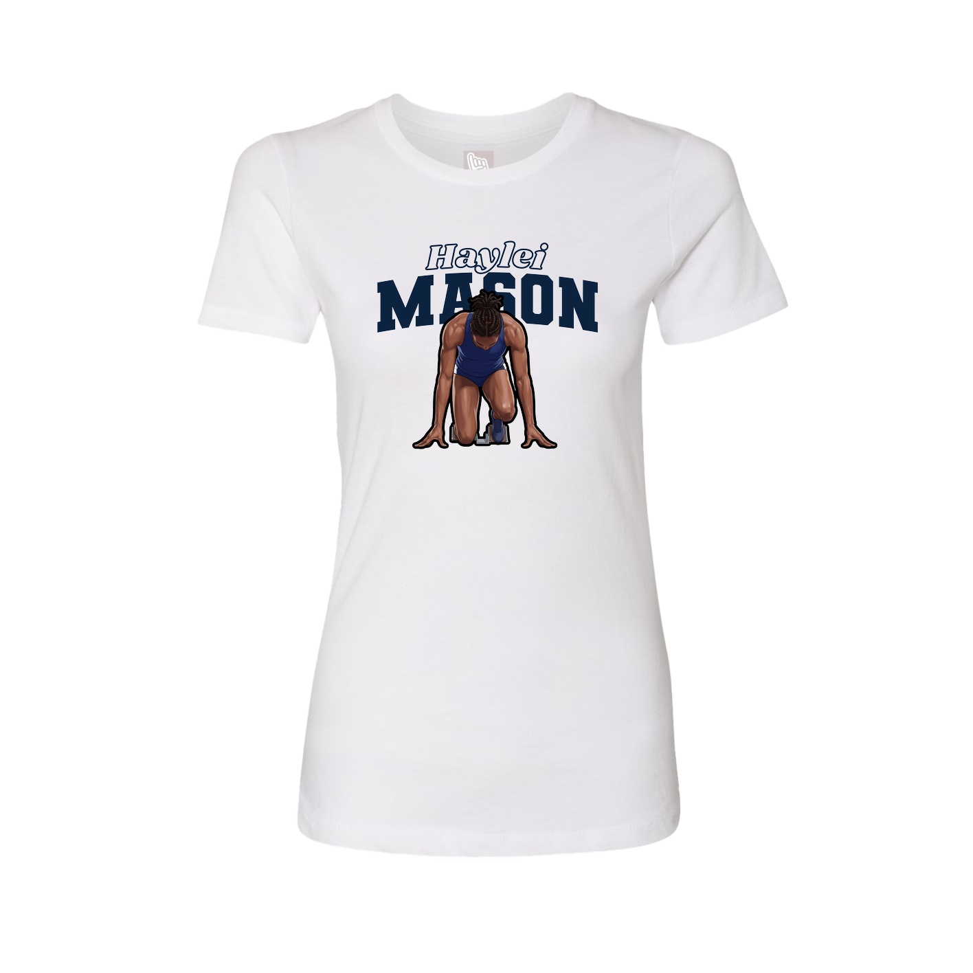 Fitted Women's Tee — Name Arch in White