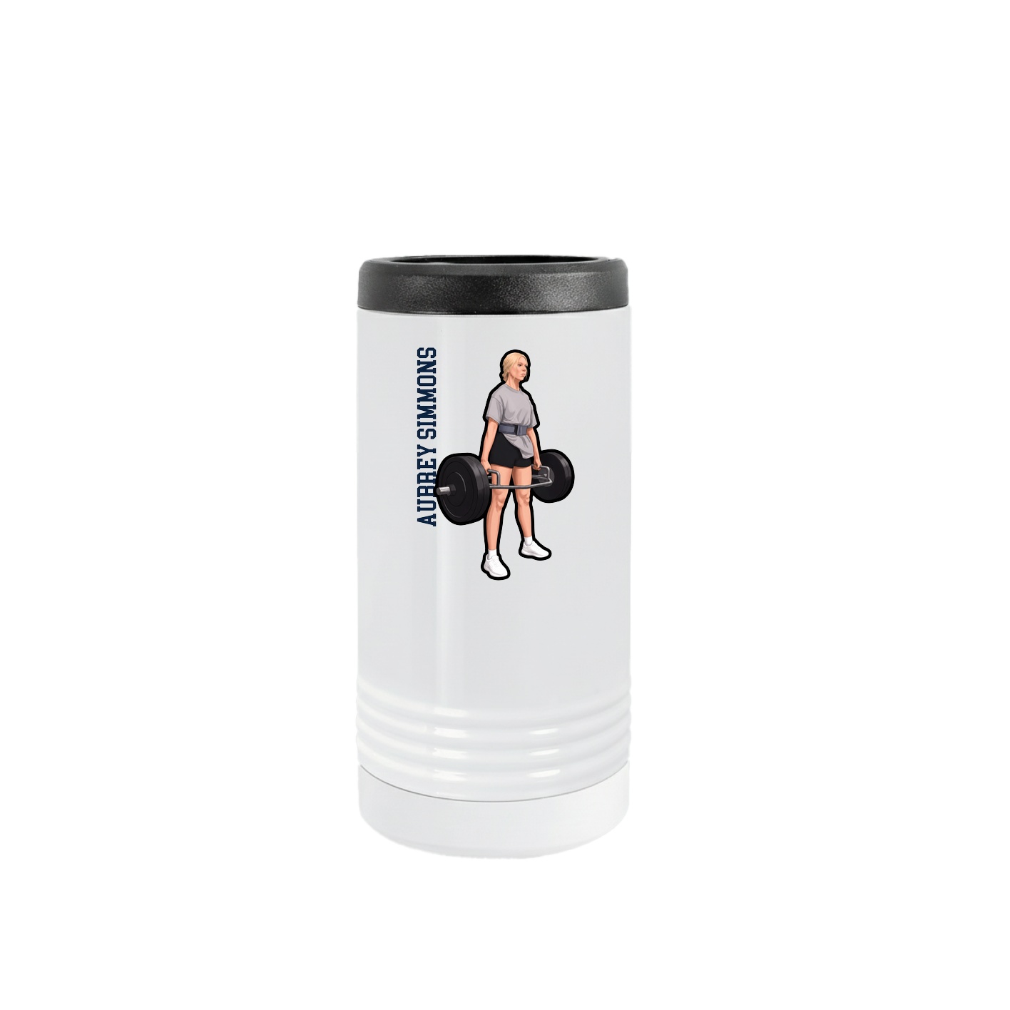 Slim Beverage Holder — Name Vertical in White
