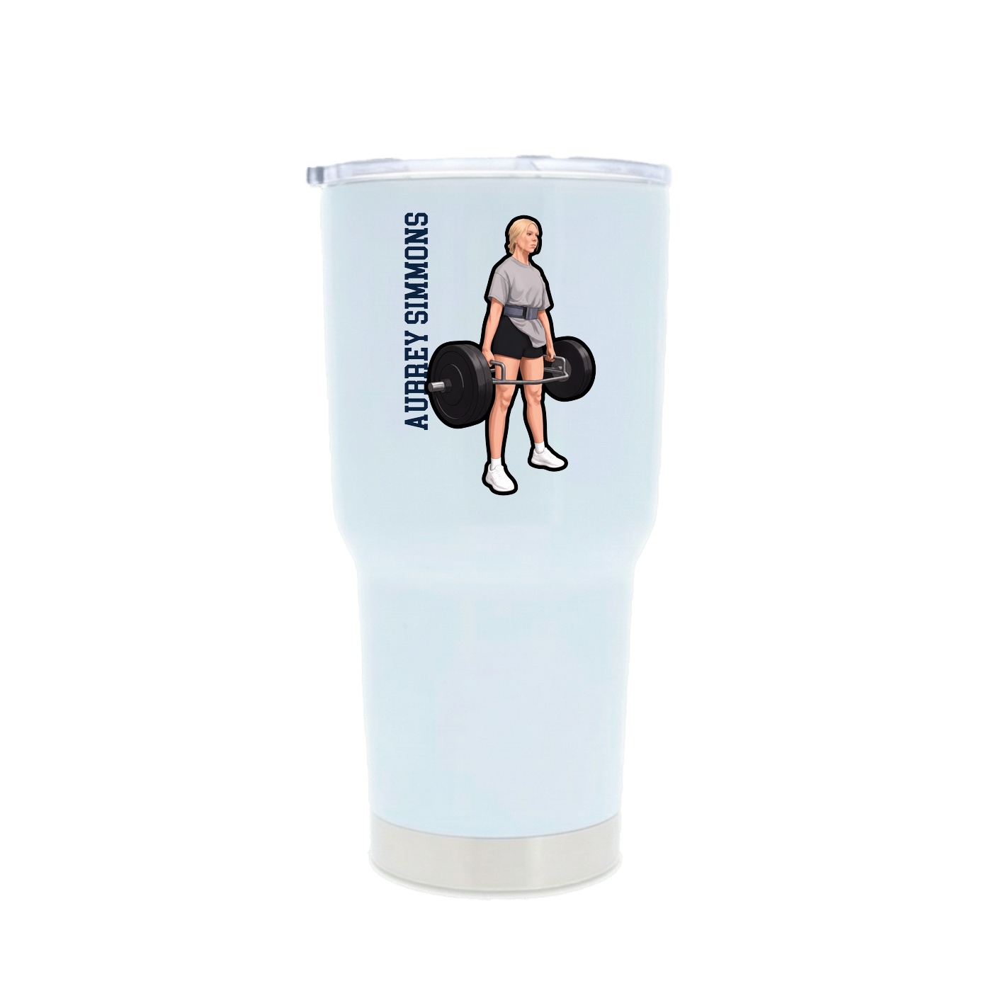 30oz Stainless Steel Tumbler — Name Vertical in White