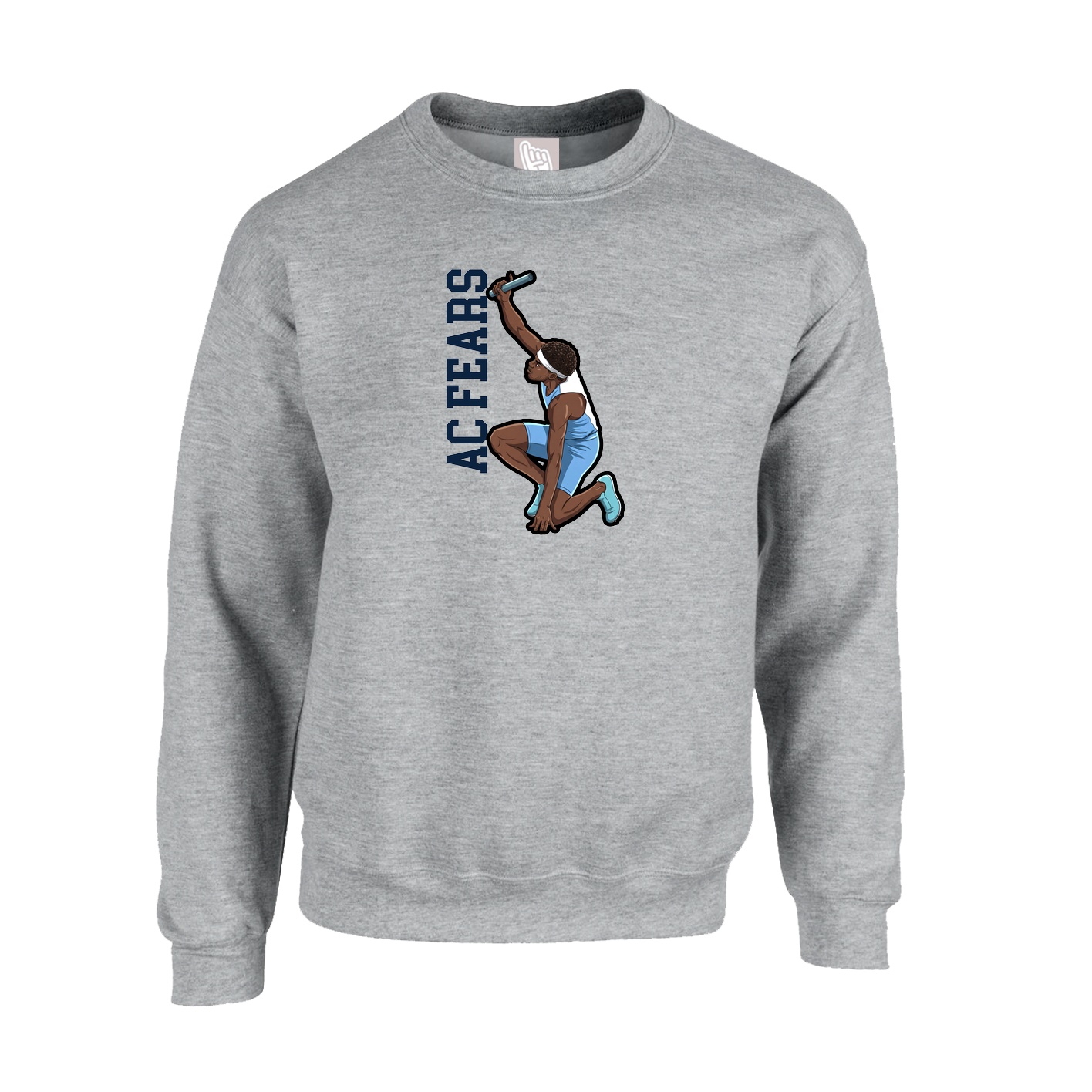 Fleece Crew — Name Vertical in Grey