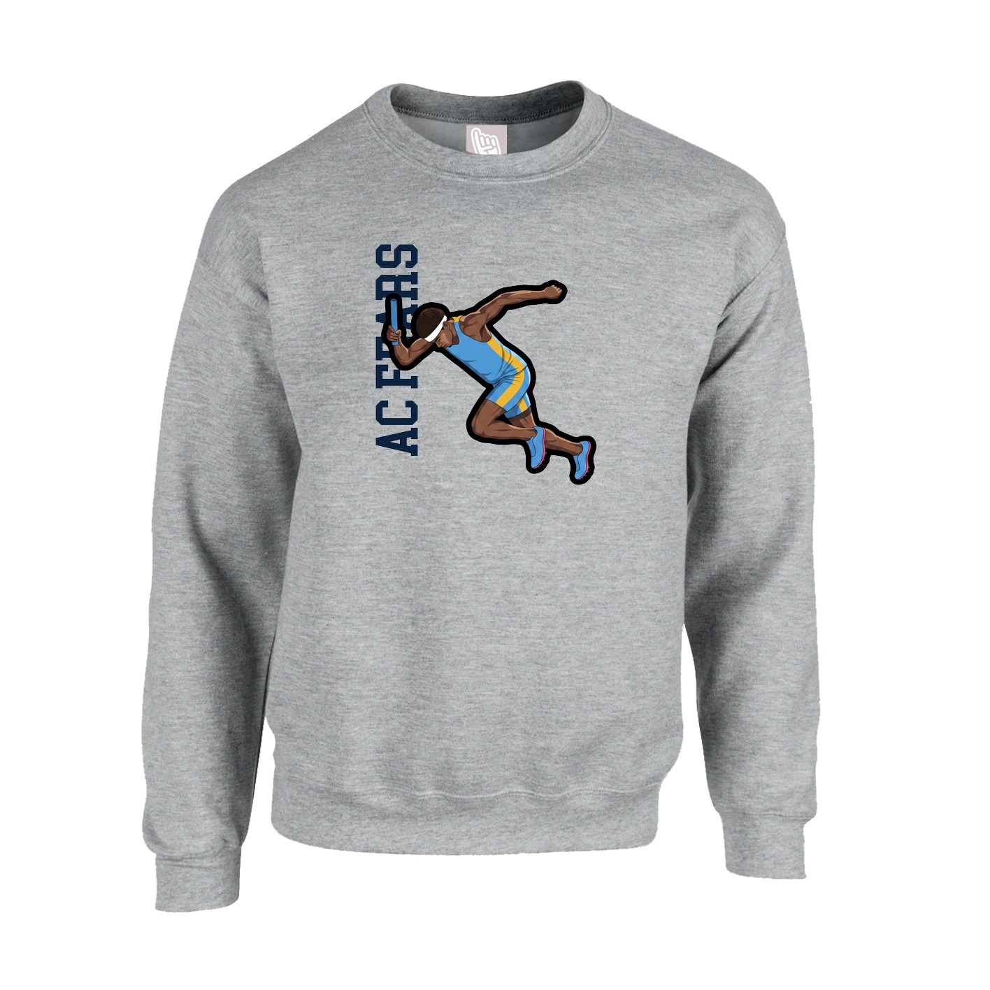 Fleece Crew — Name Vertical in Grey