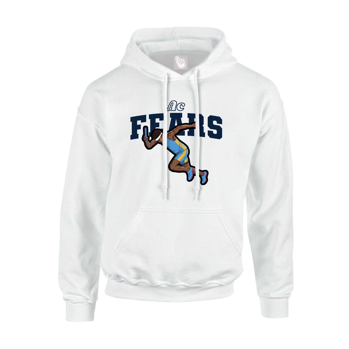 Youth Hoodie — Name Arch in White