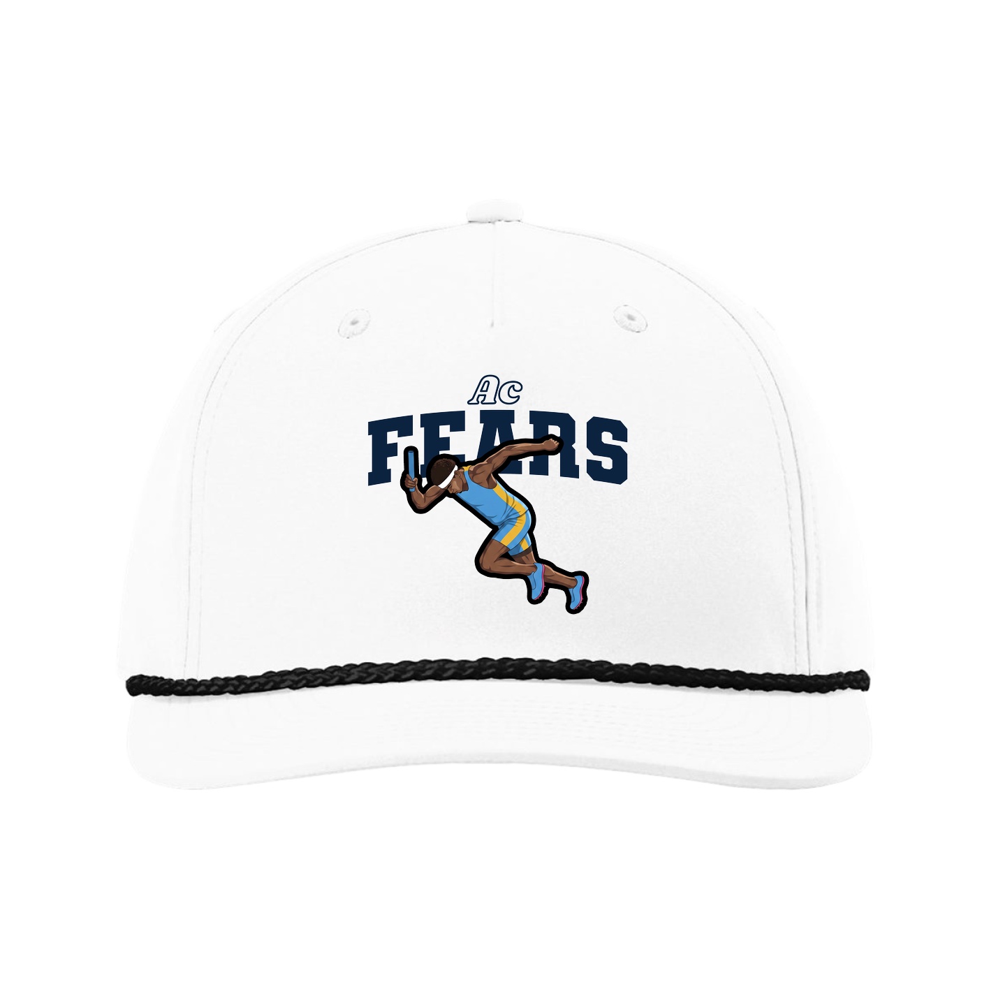Five-Panel Classic Rope Cap — Name Arch in White
