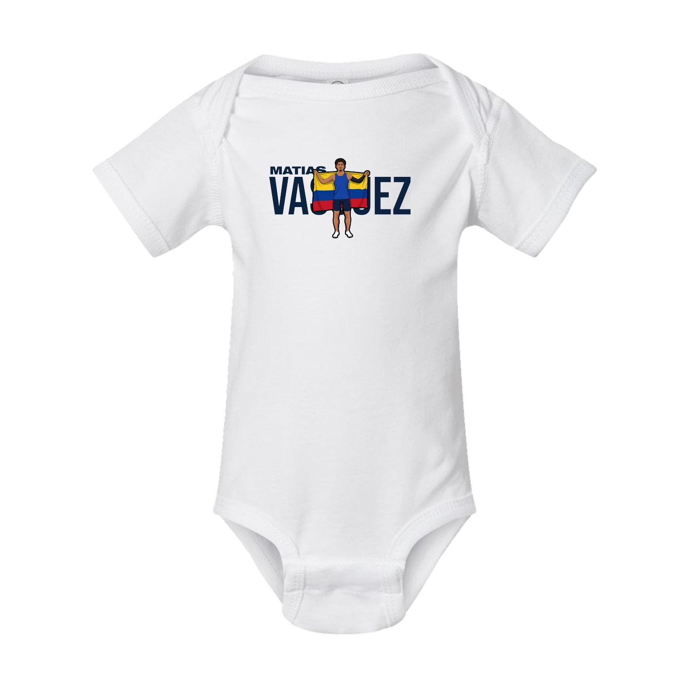 Baby Onesie — Player Name in White