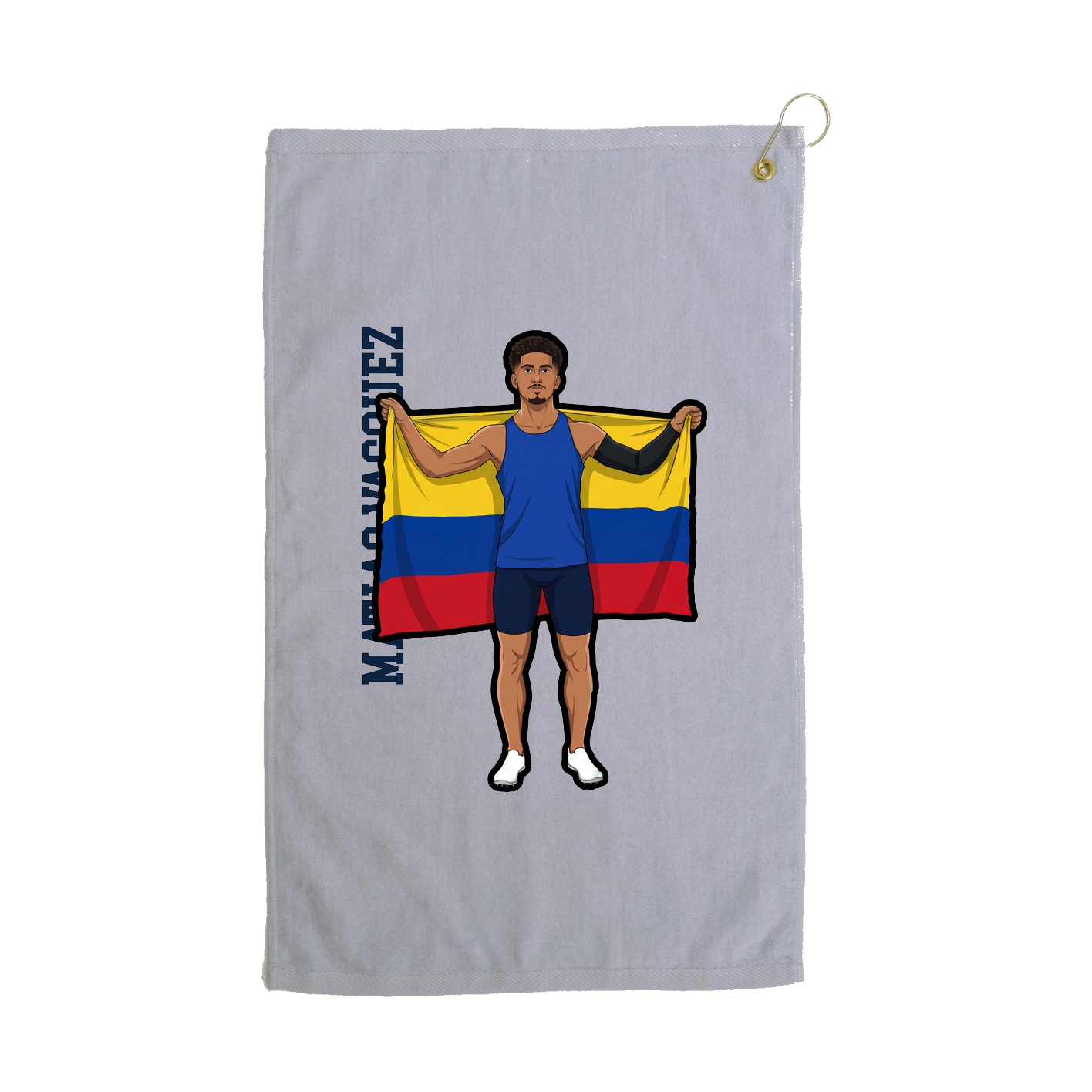 Golf Towel — Name Vertical in Grey