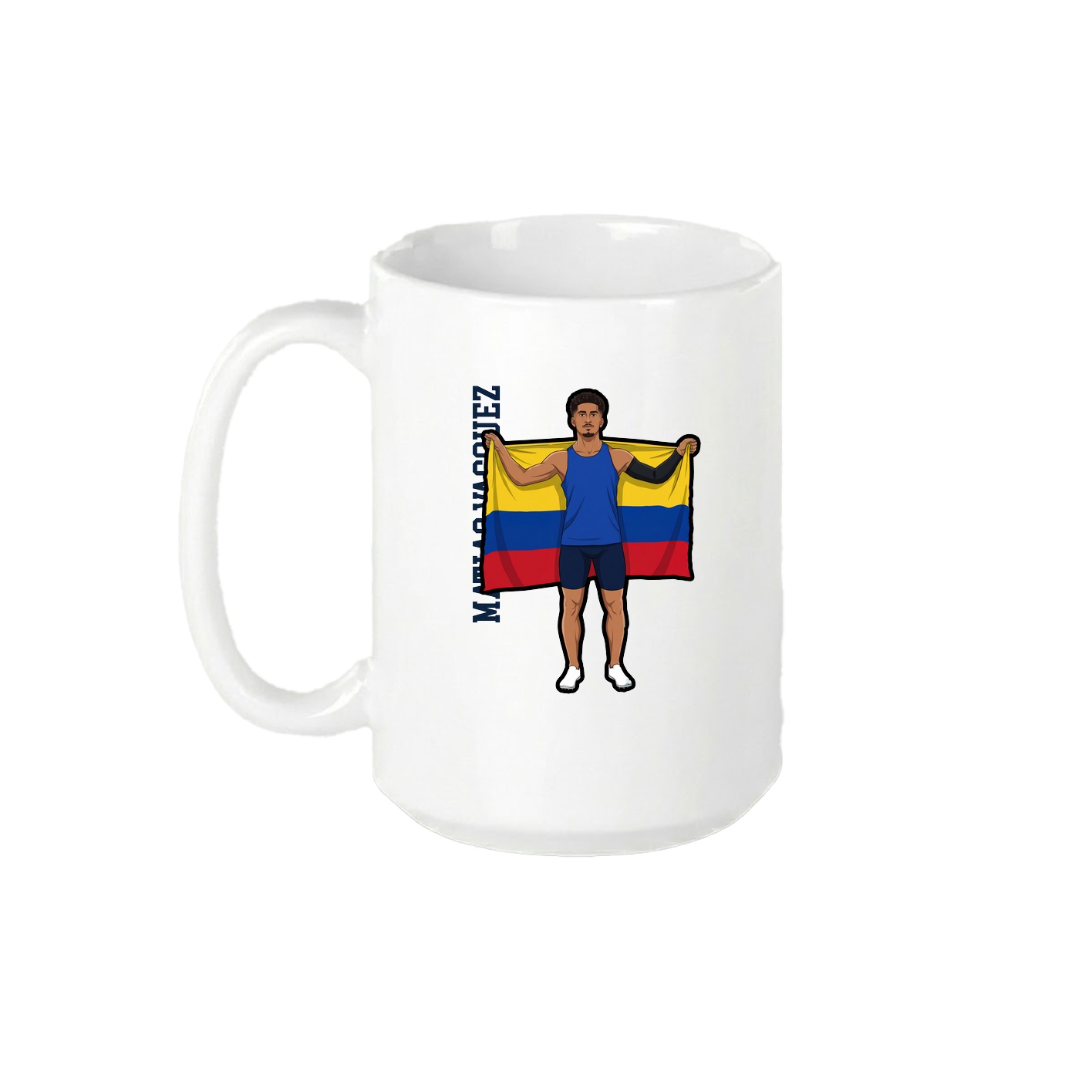 15oz Coffee Mug — Name Vertical in White