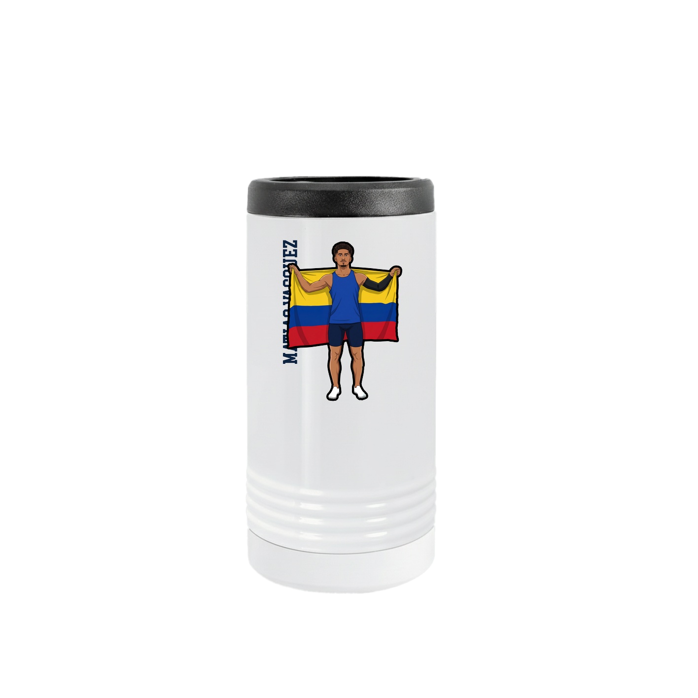 Slim Beverage Holder — Name Vertical in White
