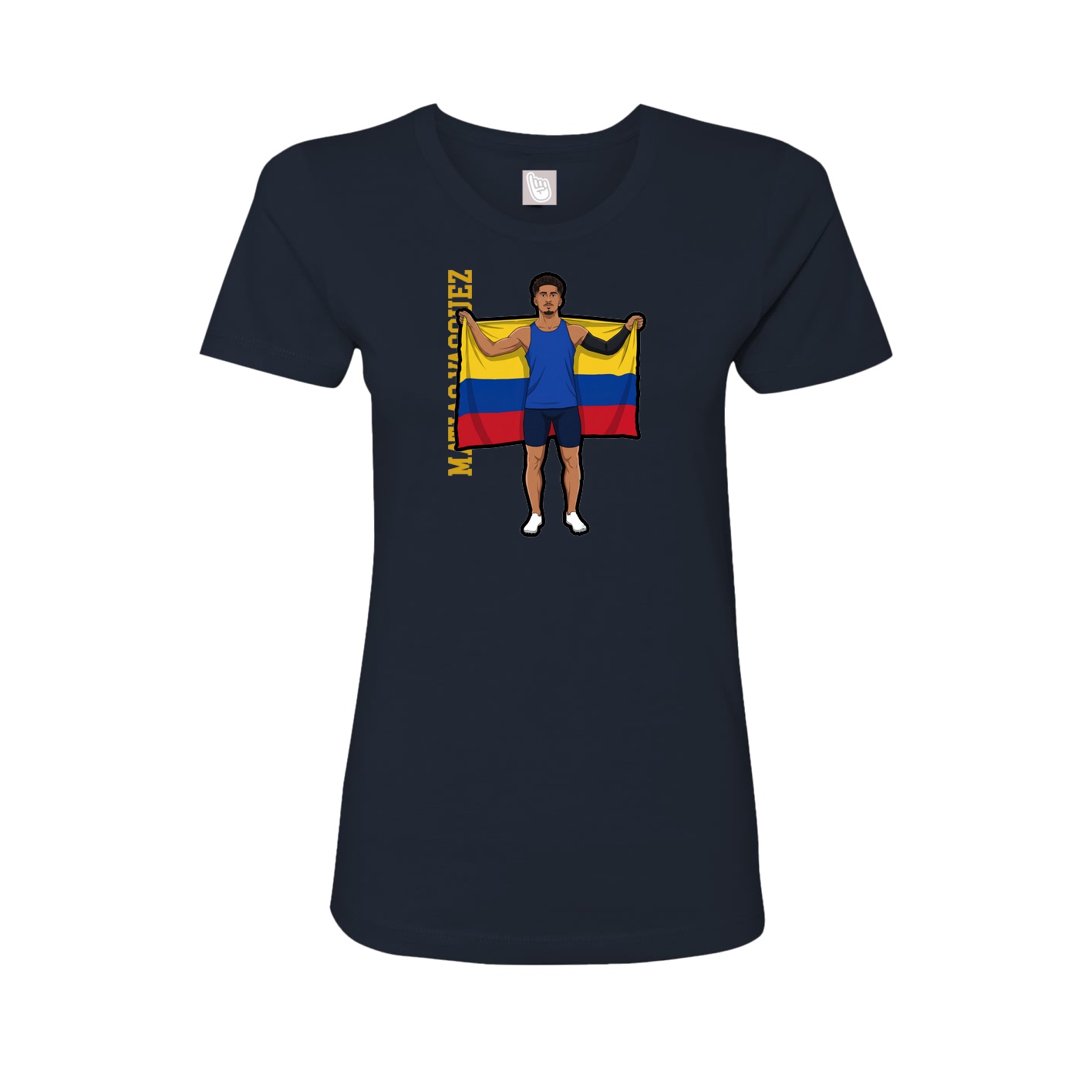 Fitted Women's Tee — Name Vertical in Navy