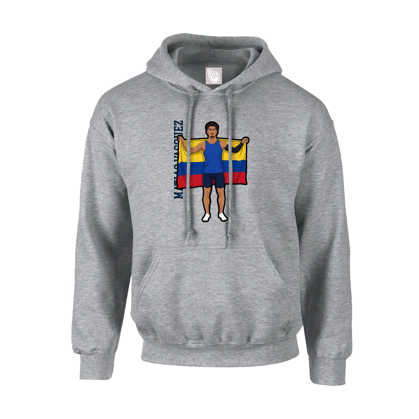 Youth Hoodie — Name Vertical in Grey