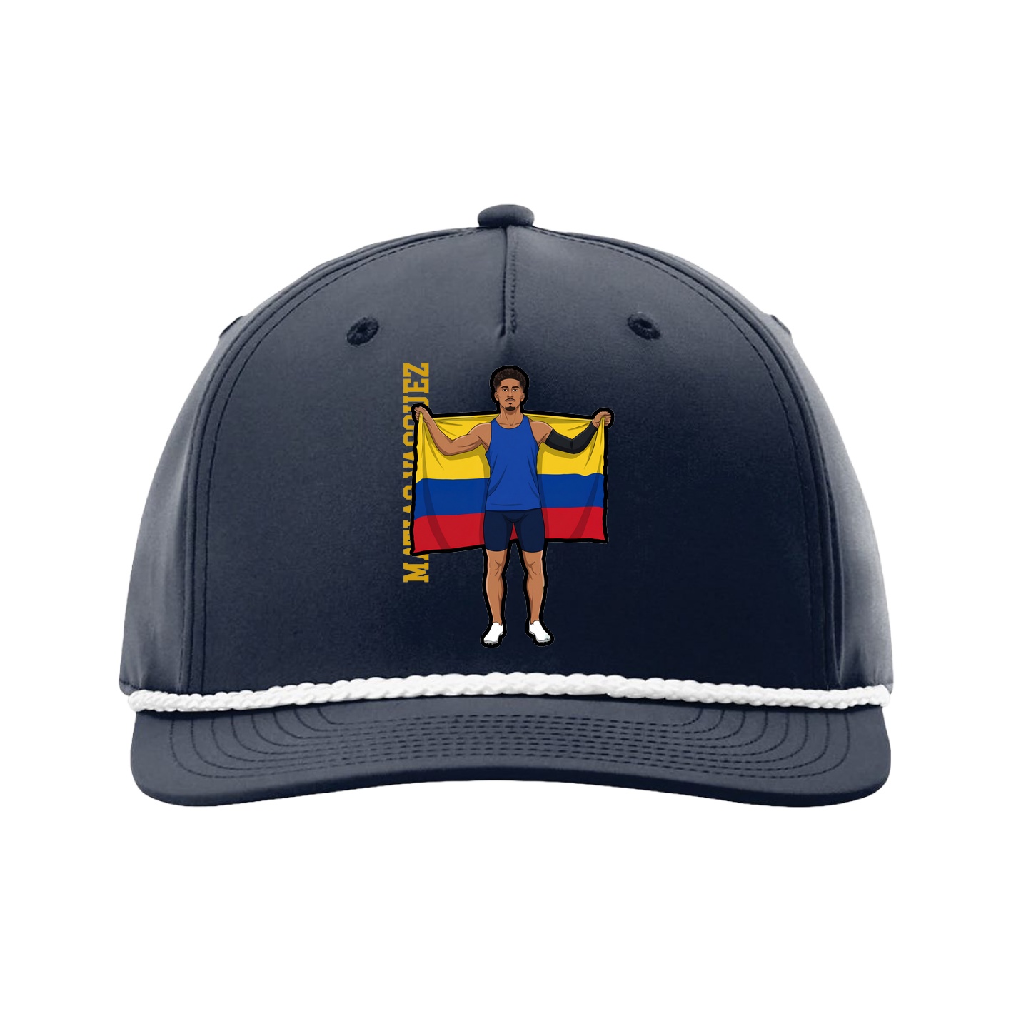 Five-Panel Classic Rope Cap — Name Vertical in Navy