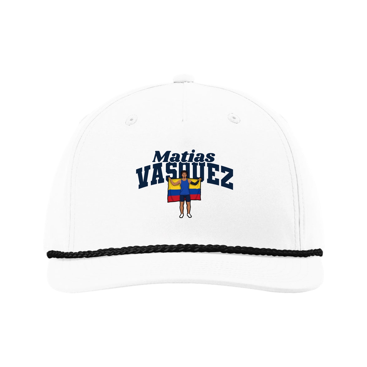 Five-Panel Classic Rope Cap — Signature Arch in White