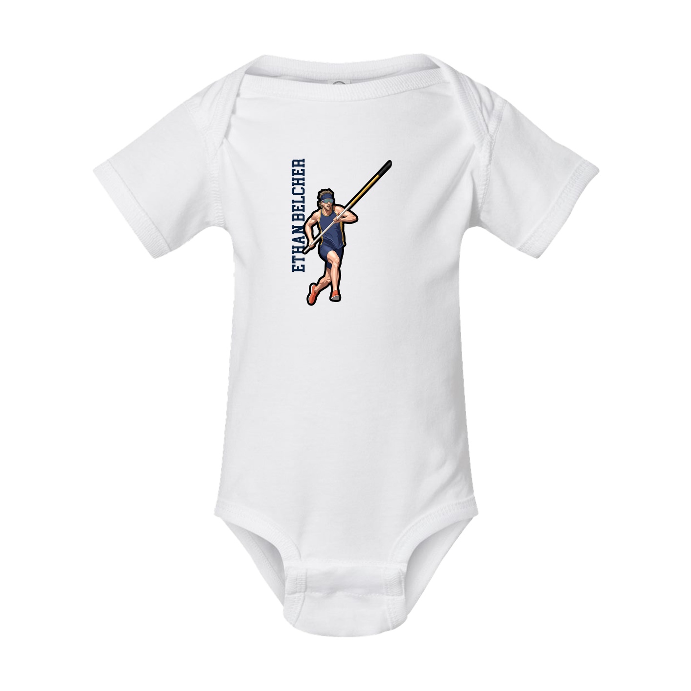 Baby Onesie — Name Vertical in White