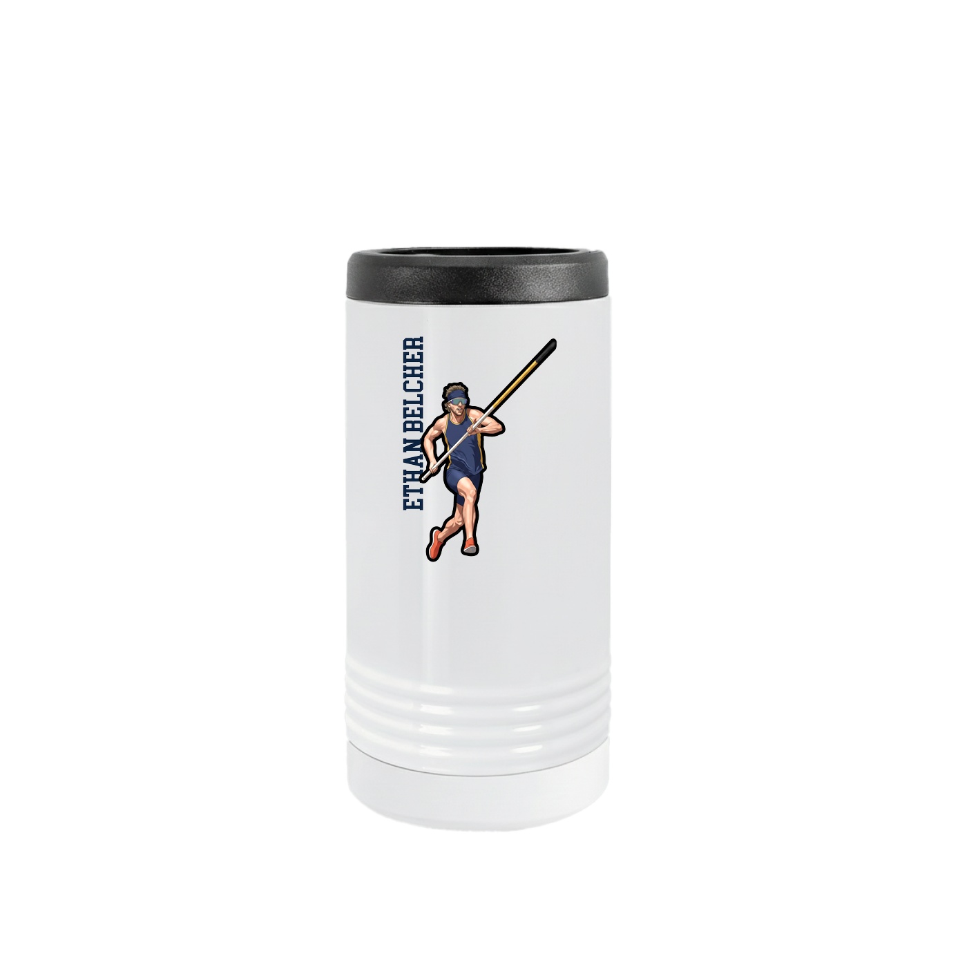 Slim Beverage Holder — Name Vertical in White