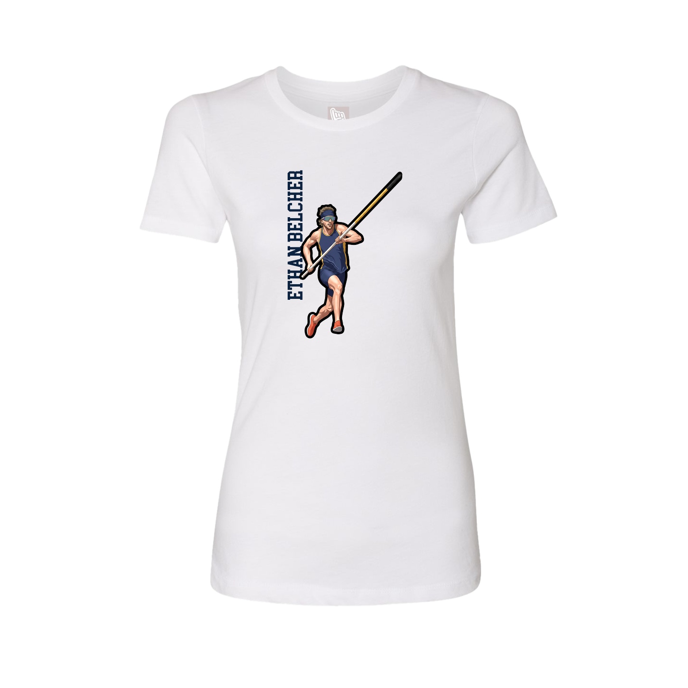Fitted Women's Tee — Name Vertical in White